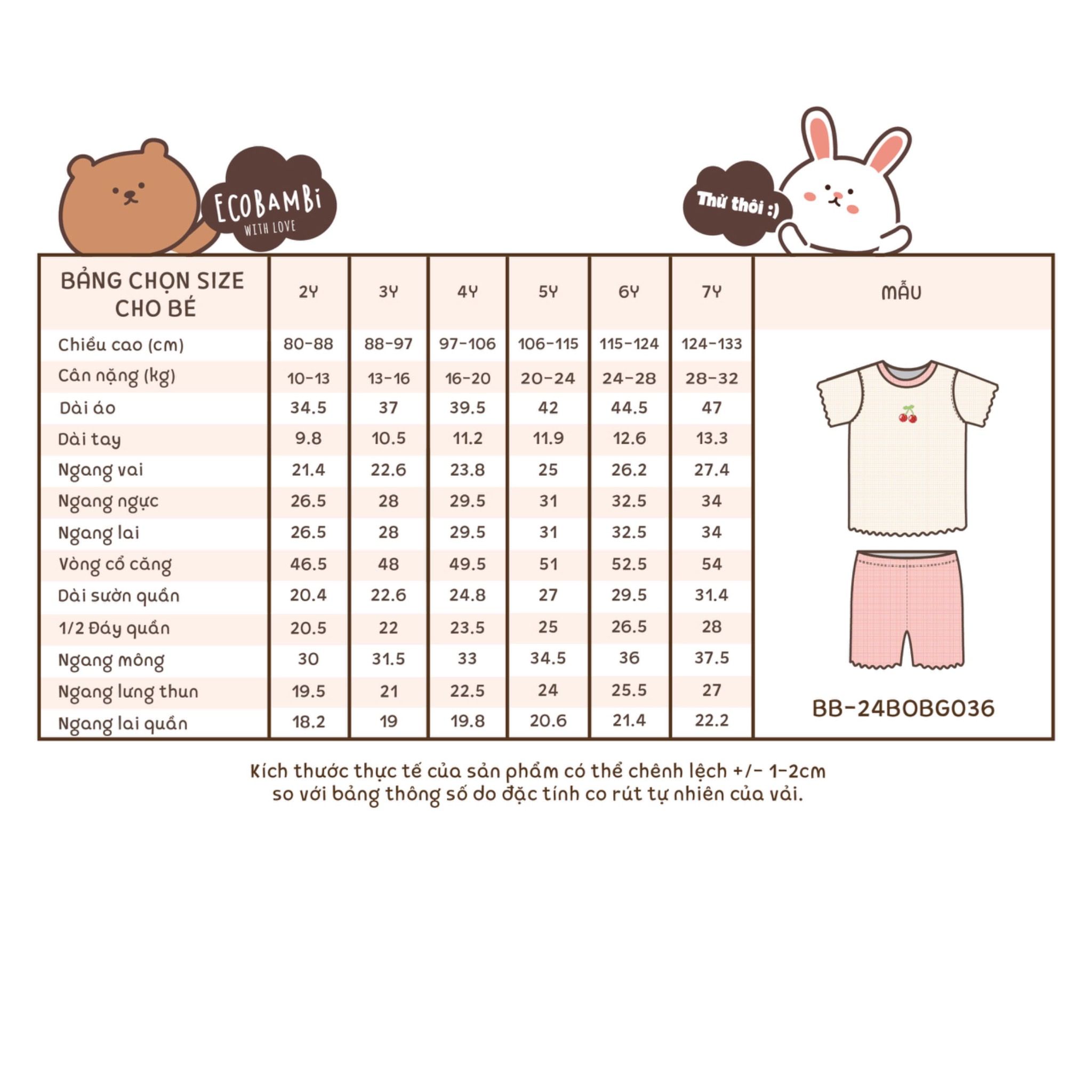 Bộ thun waffle sợi tre áo tay ngắn - quần shorts bé gái - BB-24BOBG036 - 8935334001800