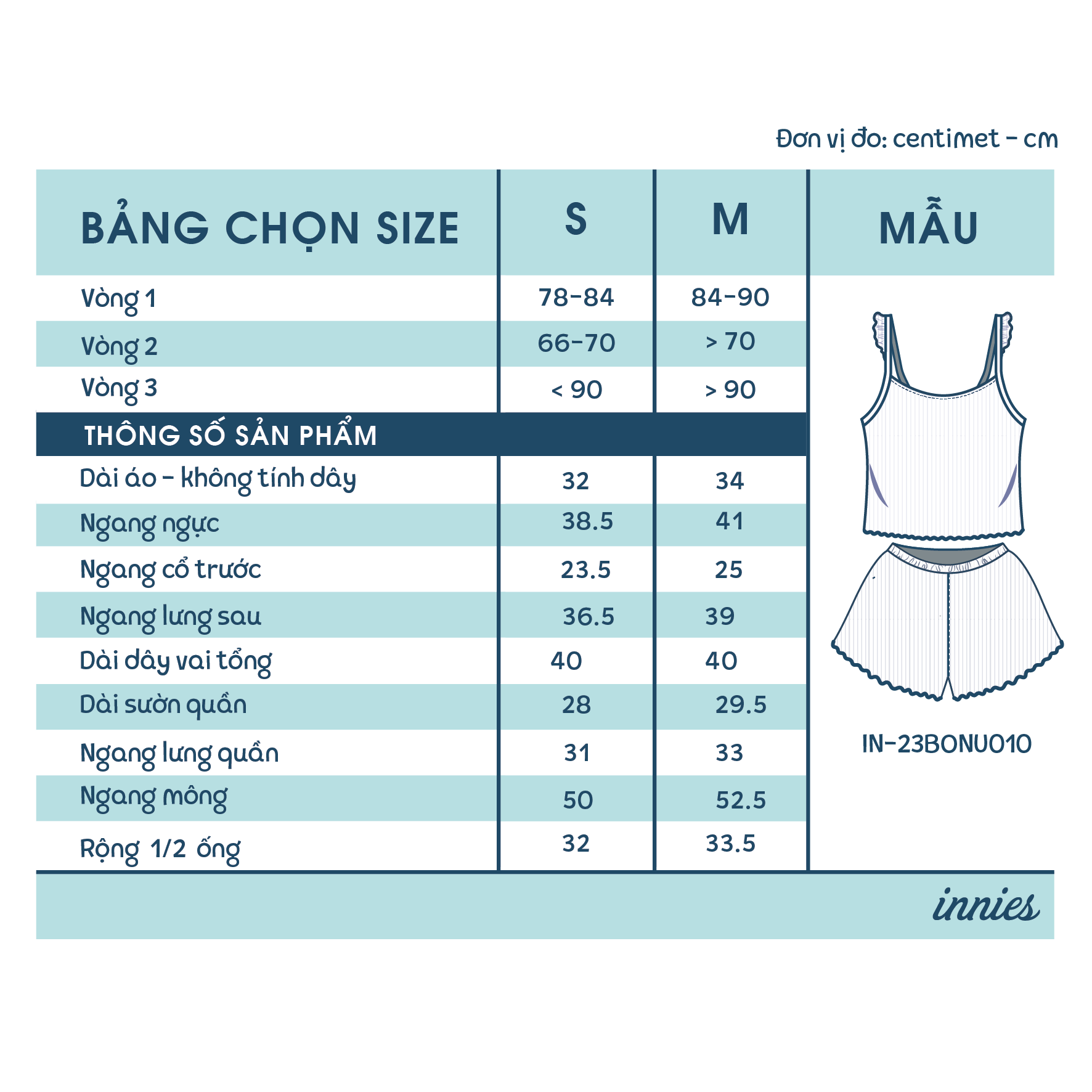 Bộ 2 dây cánh tiên cho nữ mặc nhà cao cấp, chất vải thun rib cotton co giãn và đàn hồi tốt Innies - IN-23BONU010 - 8935334001084