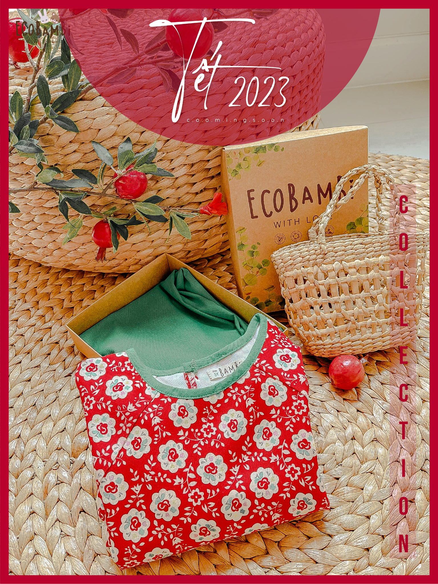 Set áo dài Tết cách tân, thiết kế mang đậm phong cách Vintage cao cấp dành cho bé gái chất liệu linen in hoạ tiết hoa nhí ECOBAMBI - 8935334000841