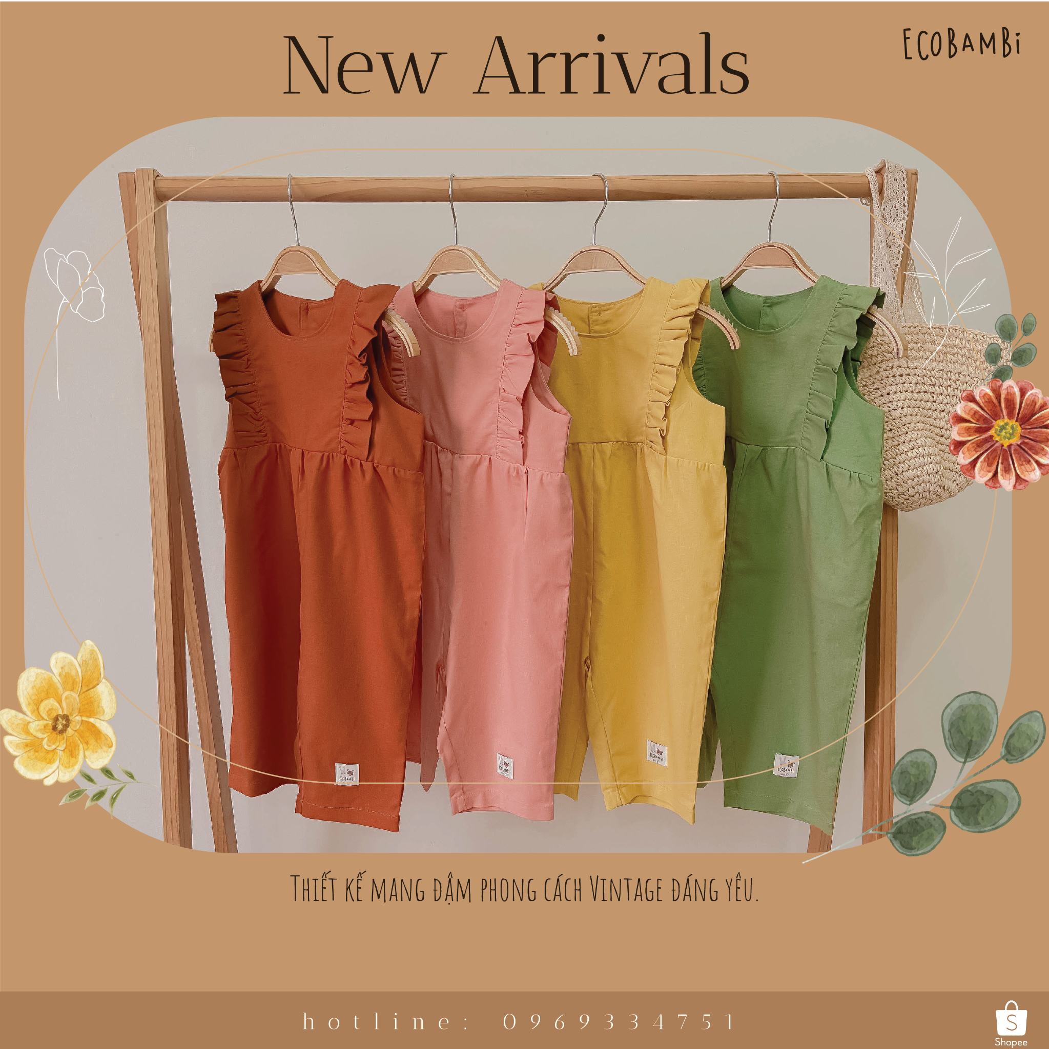 Jumpsuit linen bé gái