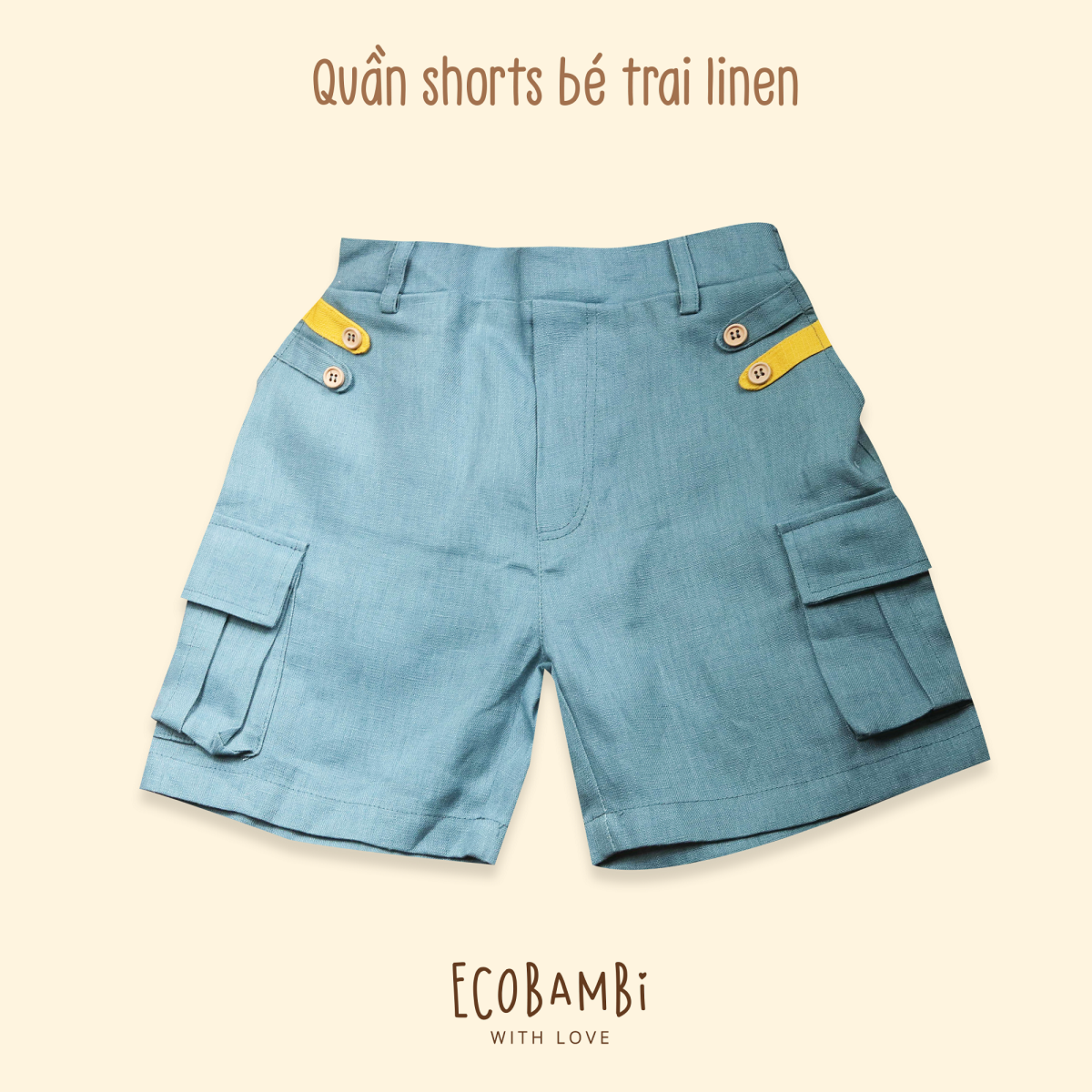 Quần shorts linen bé trai