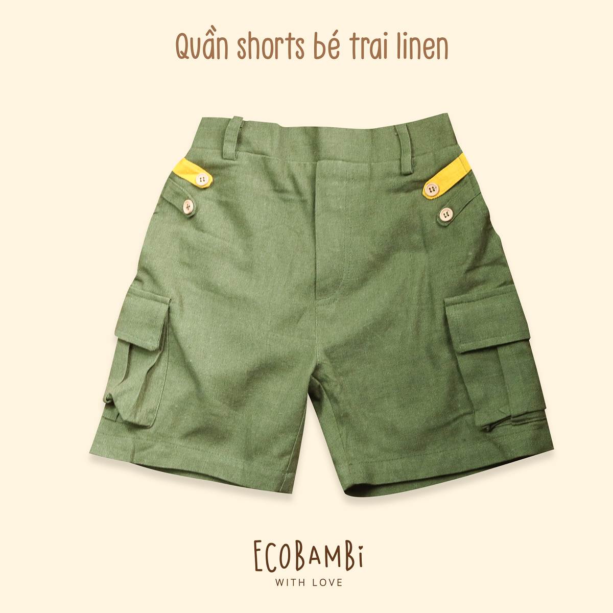 Quần shorts linen bé trai
