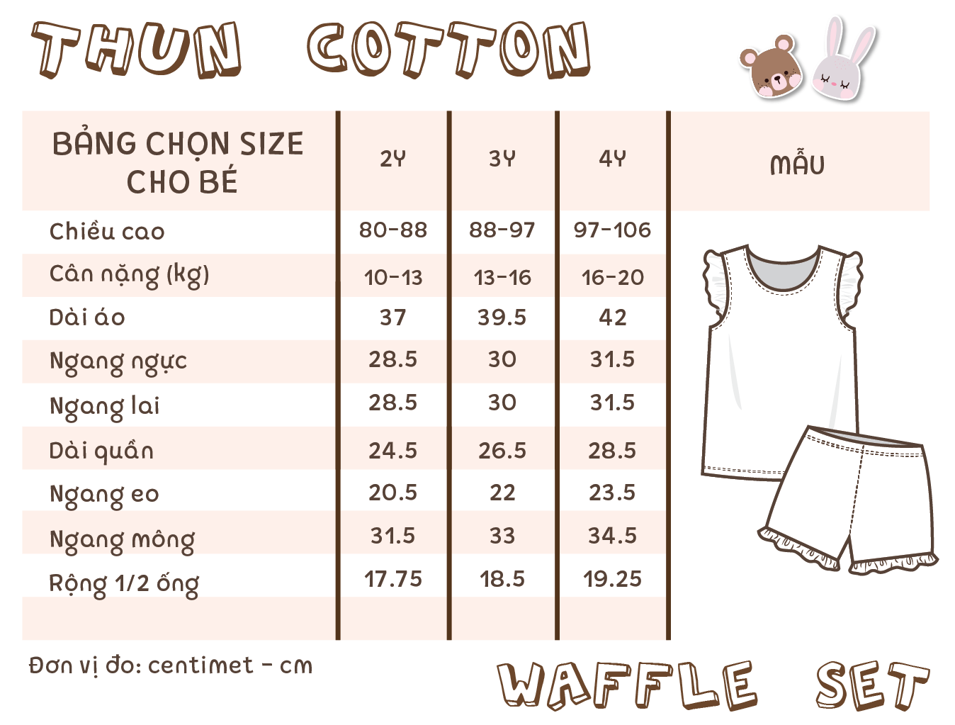 Bộ cotton thun Hàn bé gái TAY CÁNH TIÊN kiểu dệt Waffle hoa nhí Ecobambi