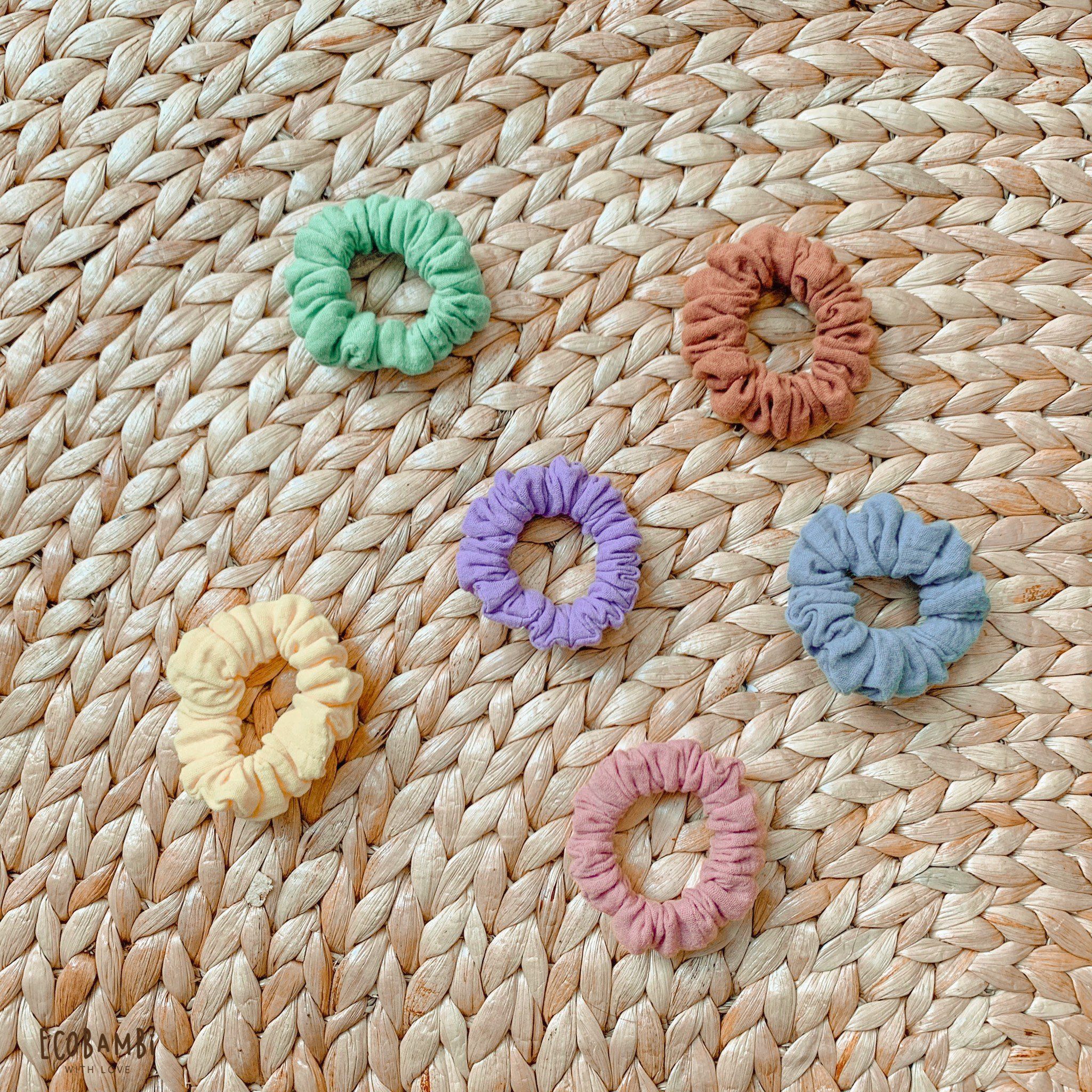 Scrunchies sắc màu cotton bubble - bản nhỏ