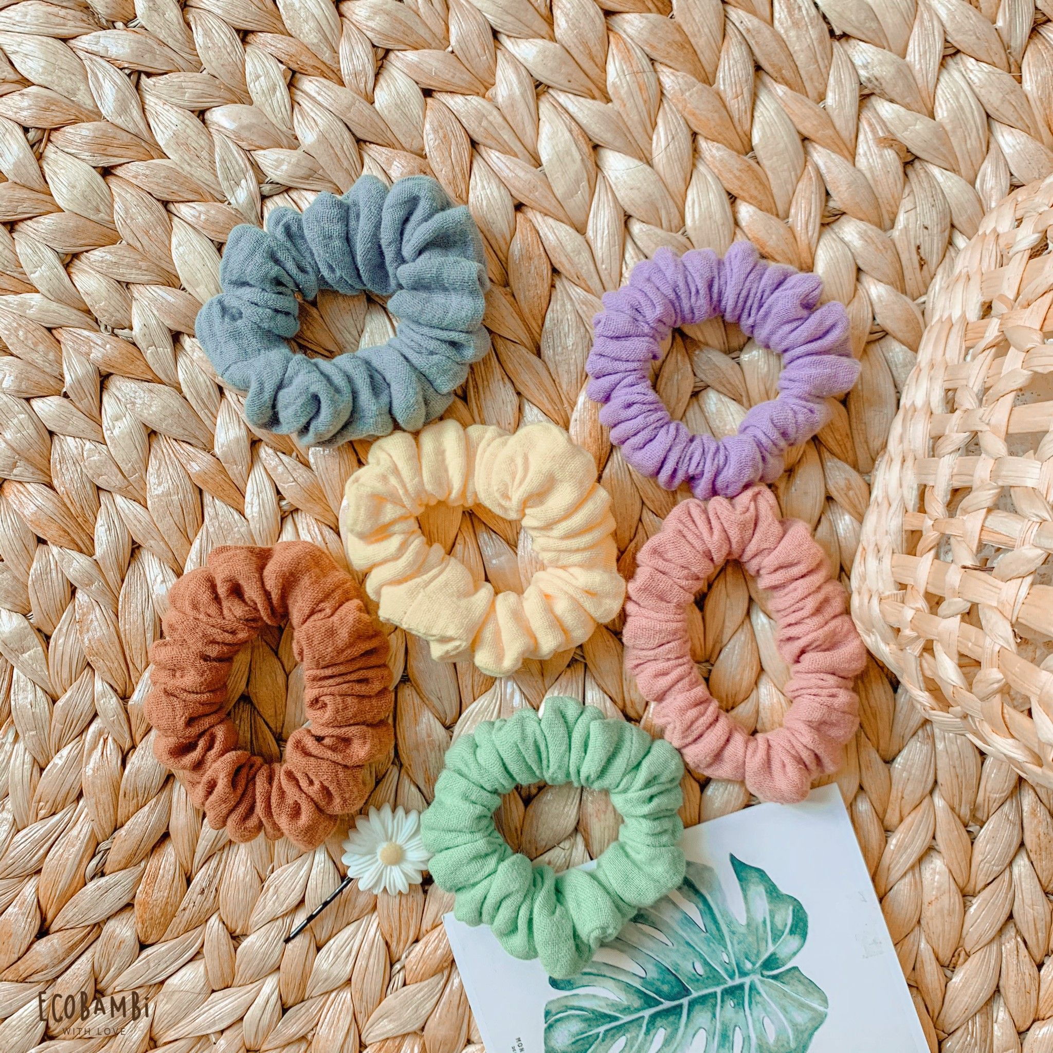 Scrunchies sắc màu cotton bubble - bản nhỏ