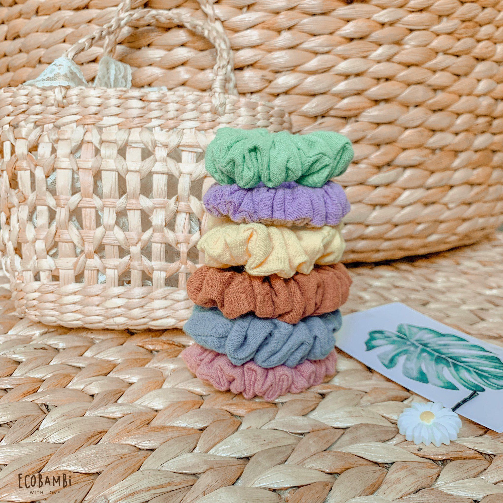 Scrunchies sắc màu cotton bubble - bản nhỏ