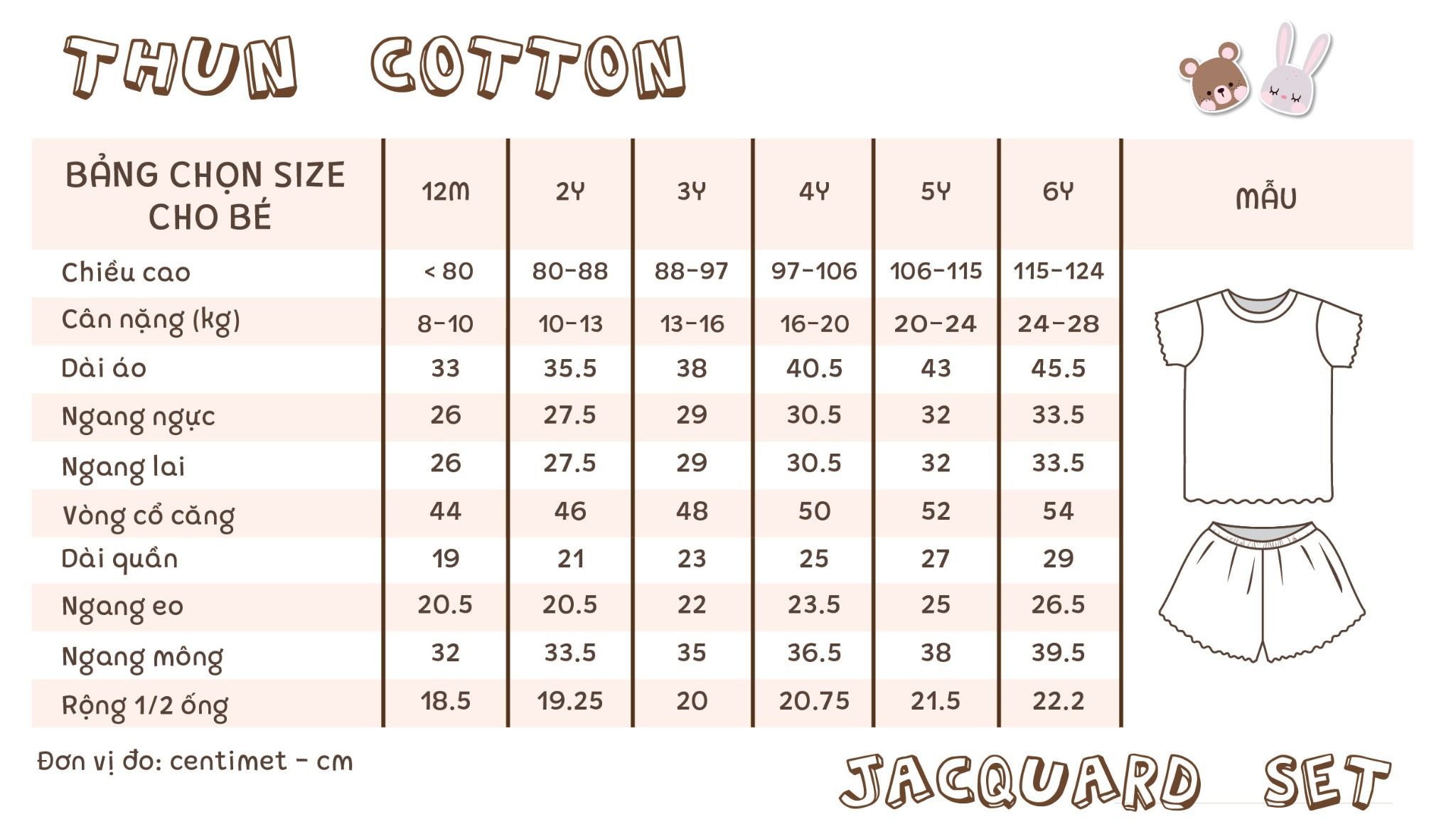 Bộ thun cotton Hàn bé gái tay ngắn kiểu dệt jacquard hoa nhí Ecobambi