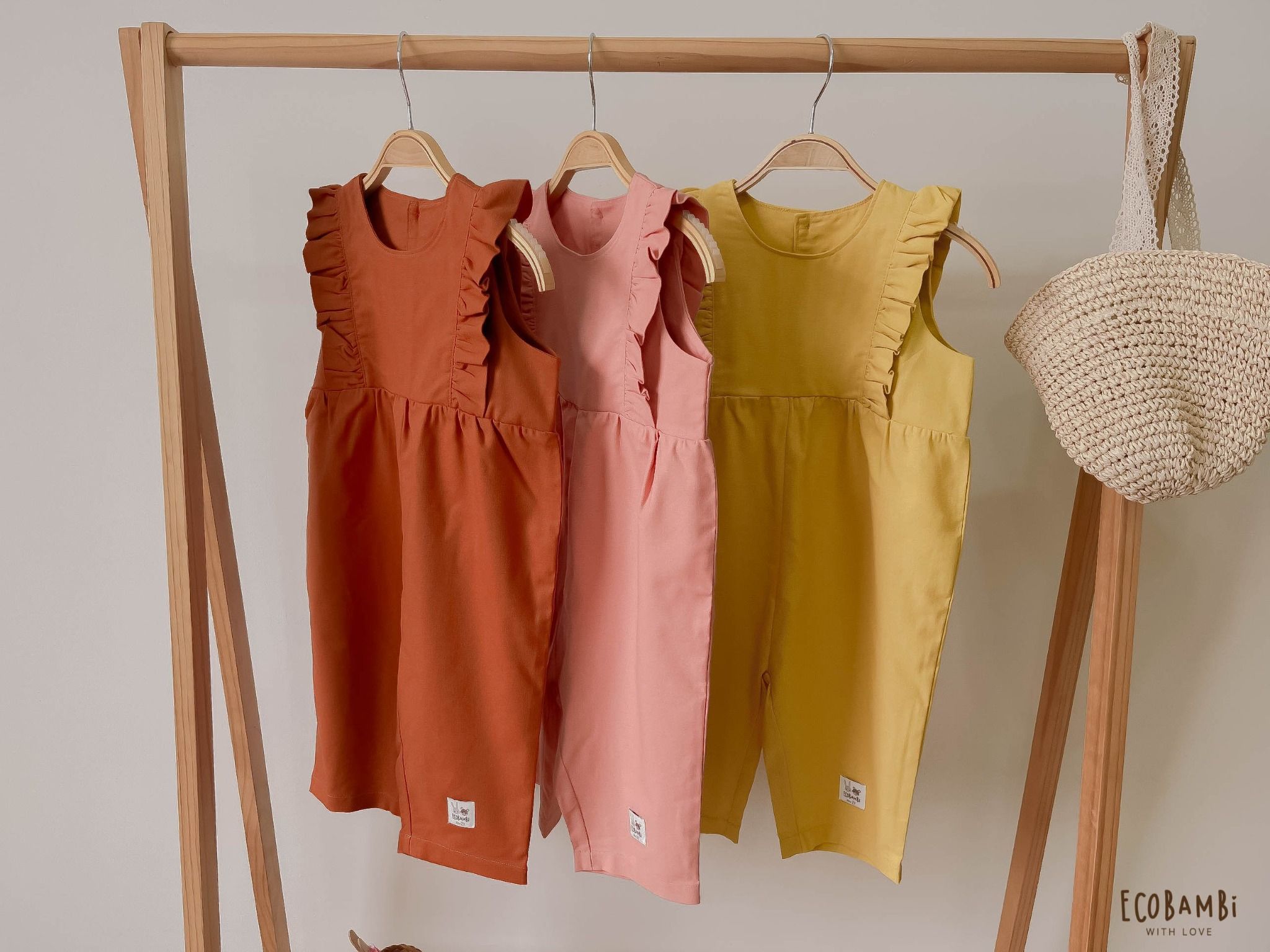 Jumpsuit linen bé gái