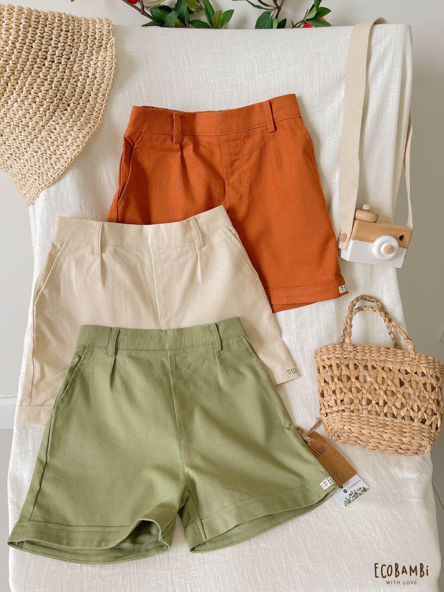 Quần short linen Unisex cho bé
