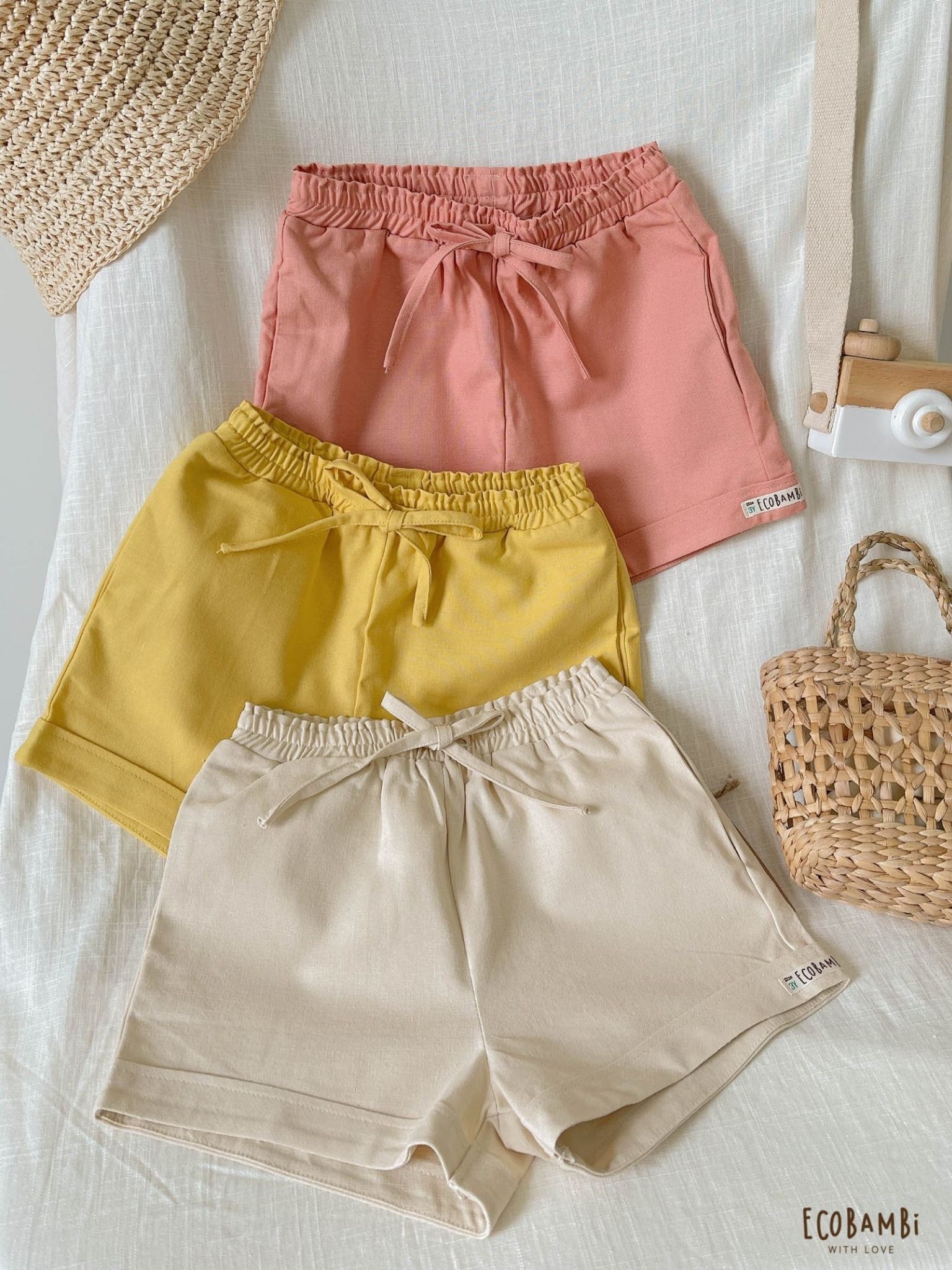 Quần short linen bé gái ECOBAMBI - 8935334000377