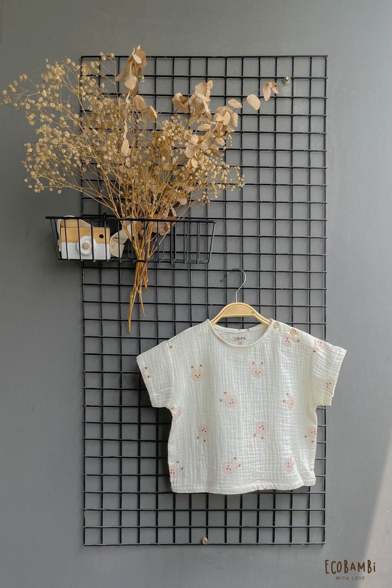 Áo UNISEX cotton Muslin TAY NGẮN phong cách Hàn Quốc năng động in hoạ tiết cho bé