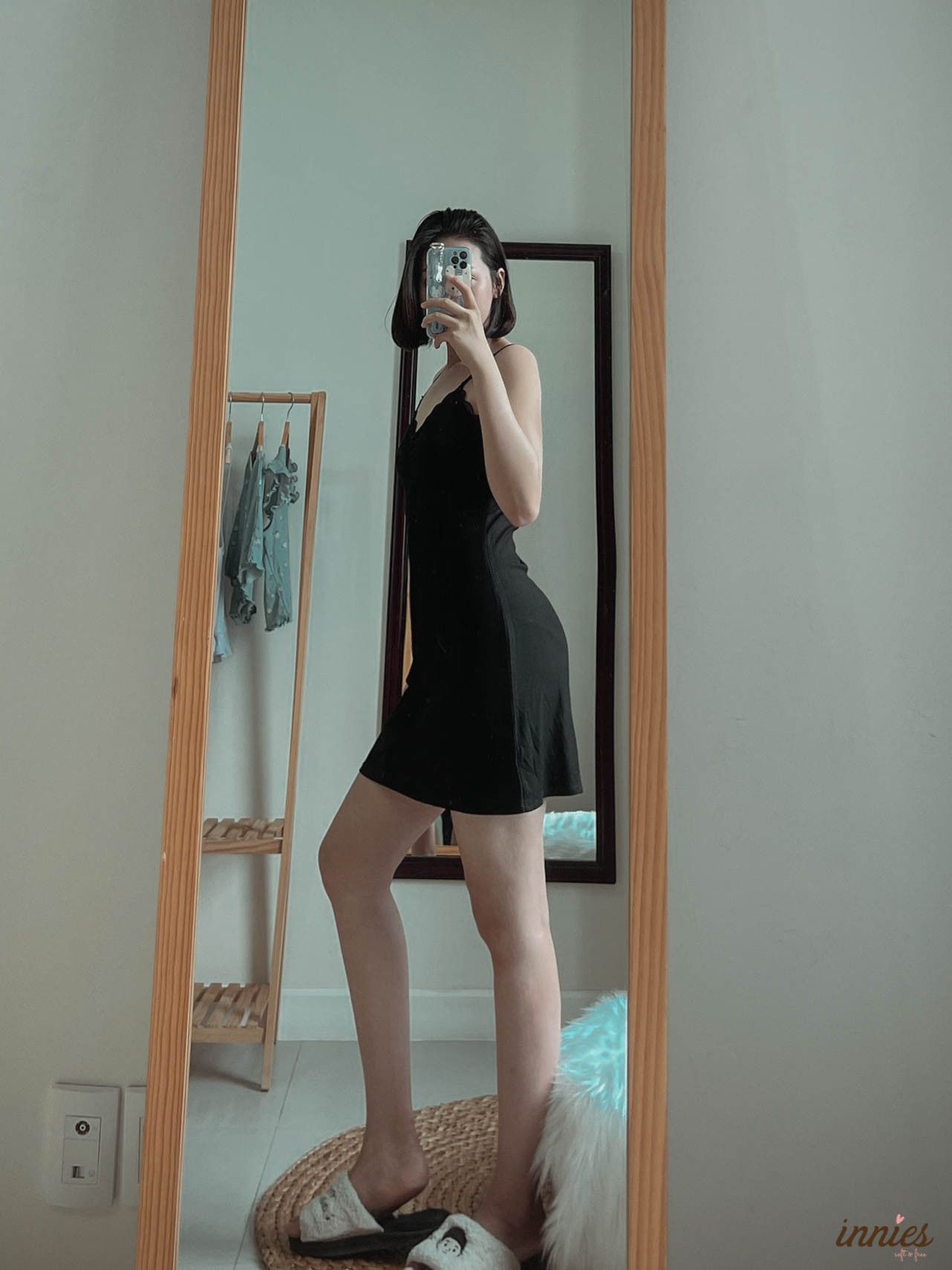 Đầm ngủ Freesize 2 dây quyến rũ phối ren, vải thun gân cotton lạnh dành cho nữ - 8935334000766