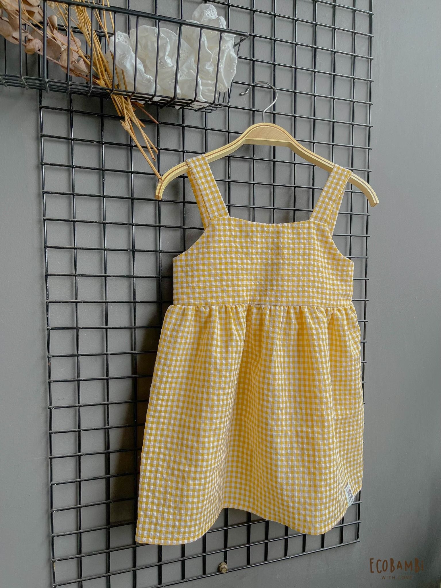 Đầm CÔNG CHÚA dáng xoè babydoll hai dây cotton muslin hoạ tiết dành cho bé gái - Ecobambi