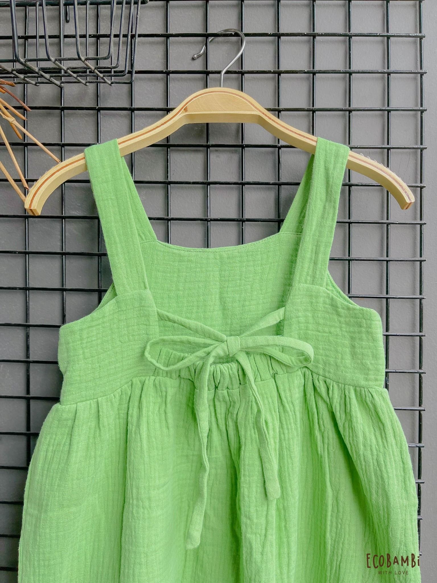 Đầm CÔNG CHÚA dáng xoè babydoll hai dây cotton muslin hoạ tiết dành cho bé gái - Ecobambi