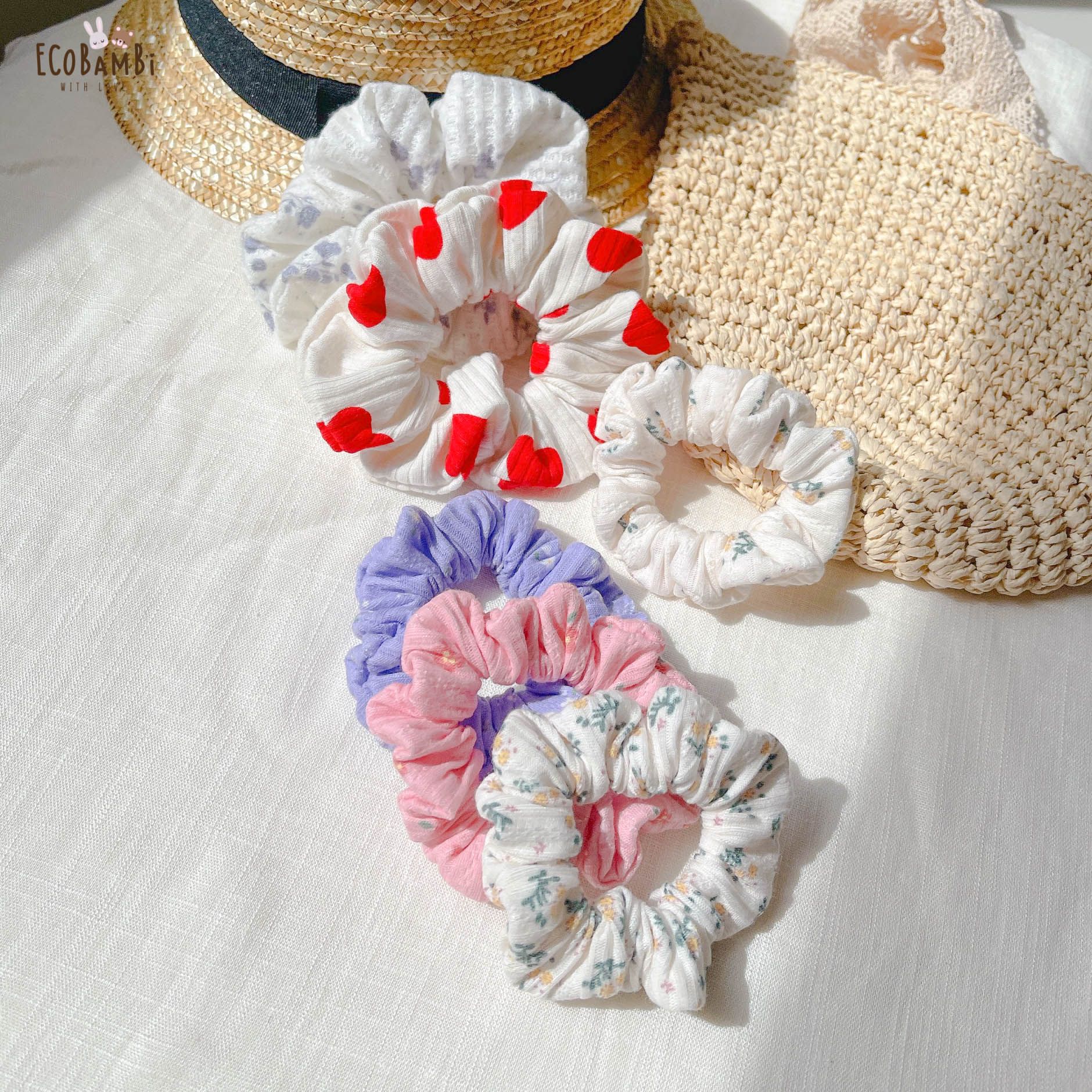 Scrunchies cotton in hoạ tiết - bản nhỏ
