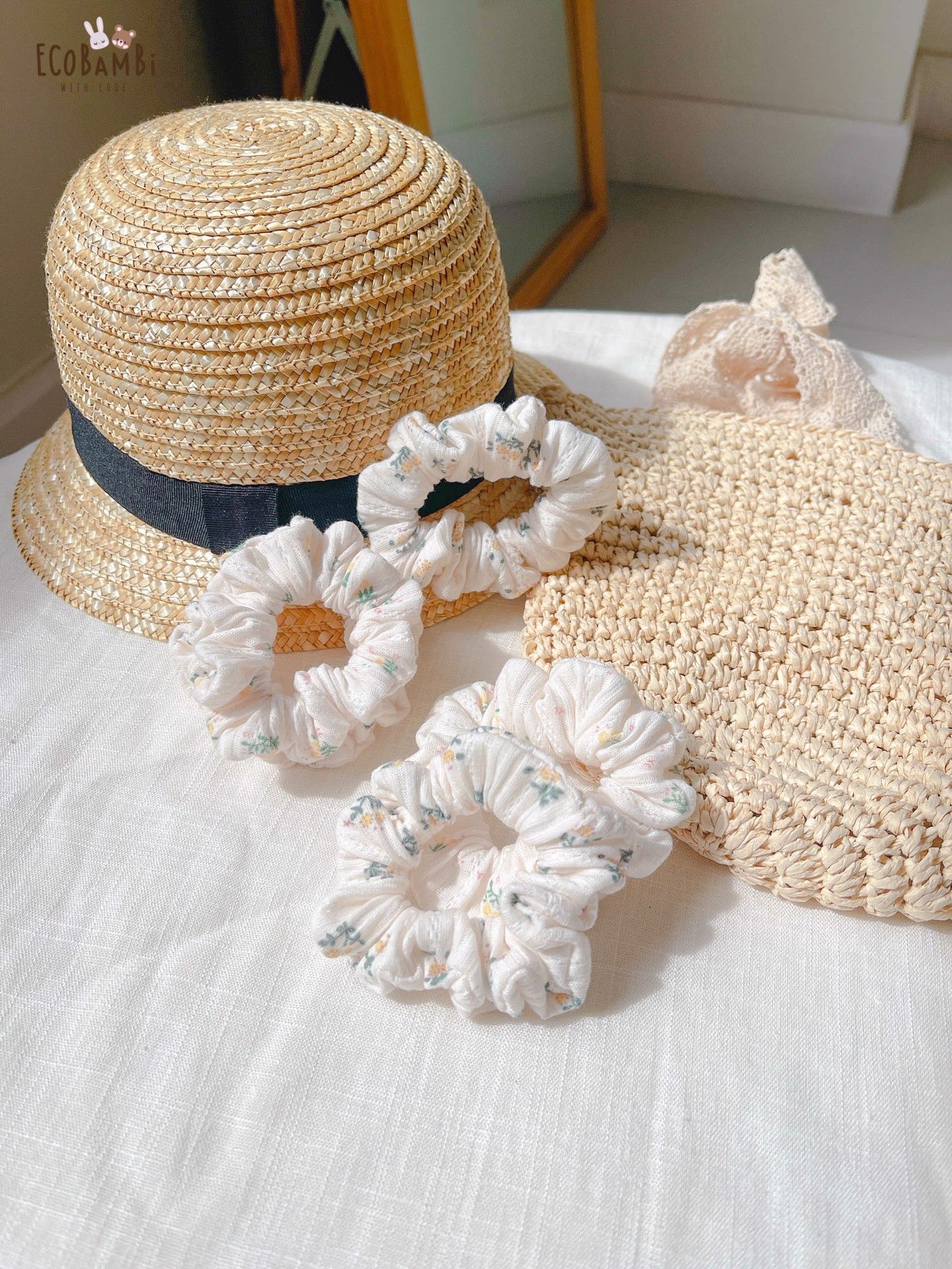 Scrunchies cotton in hoạ tiết - bản nhỏ