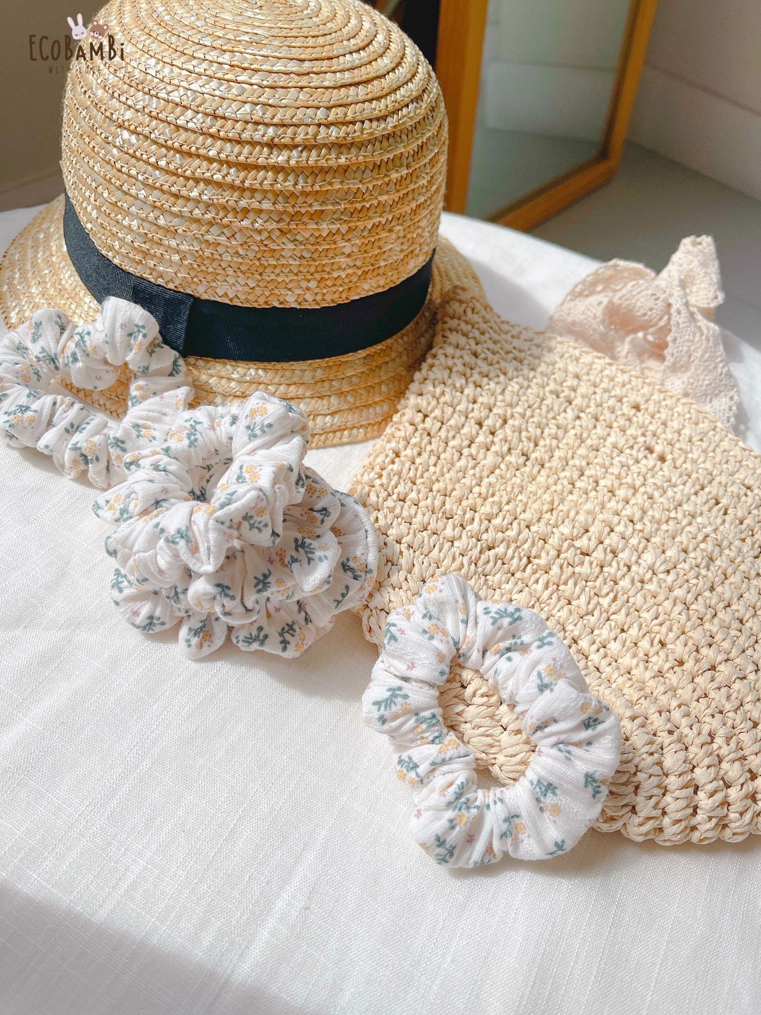 Scrunchies cotton in hoạ tiết - bản nhỏ