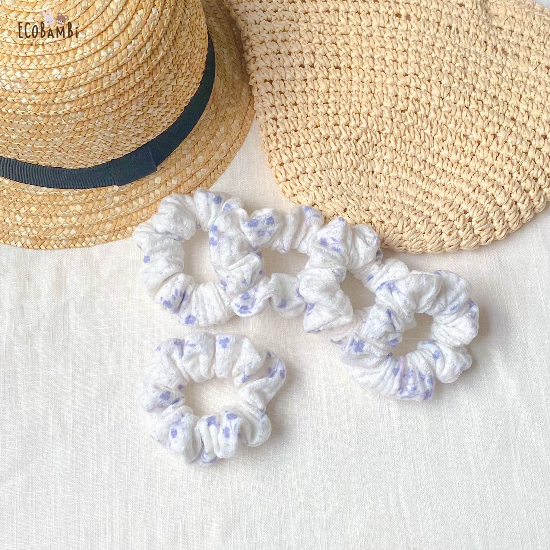 Scrunchies cotton in hoạ tiết - bản nhỏ