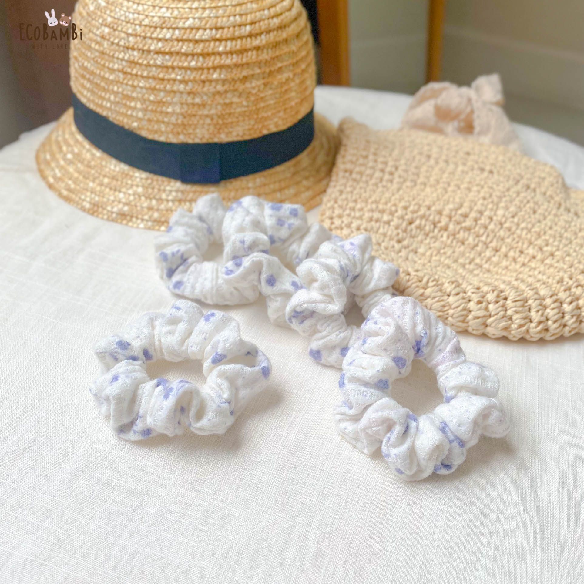 Scrunchies cotton in hoạ tiết - bản nhỏ
