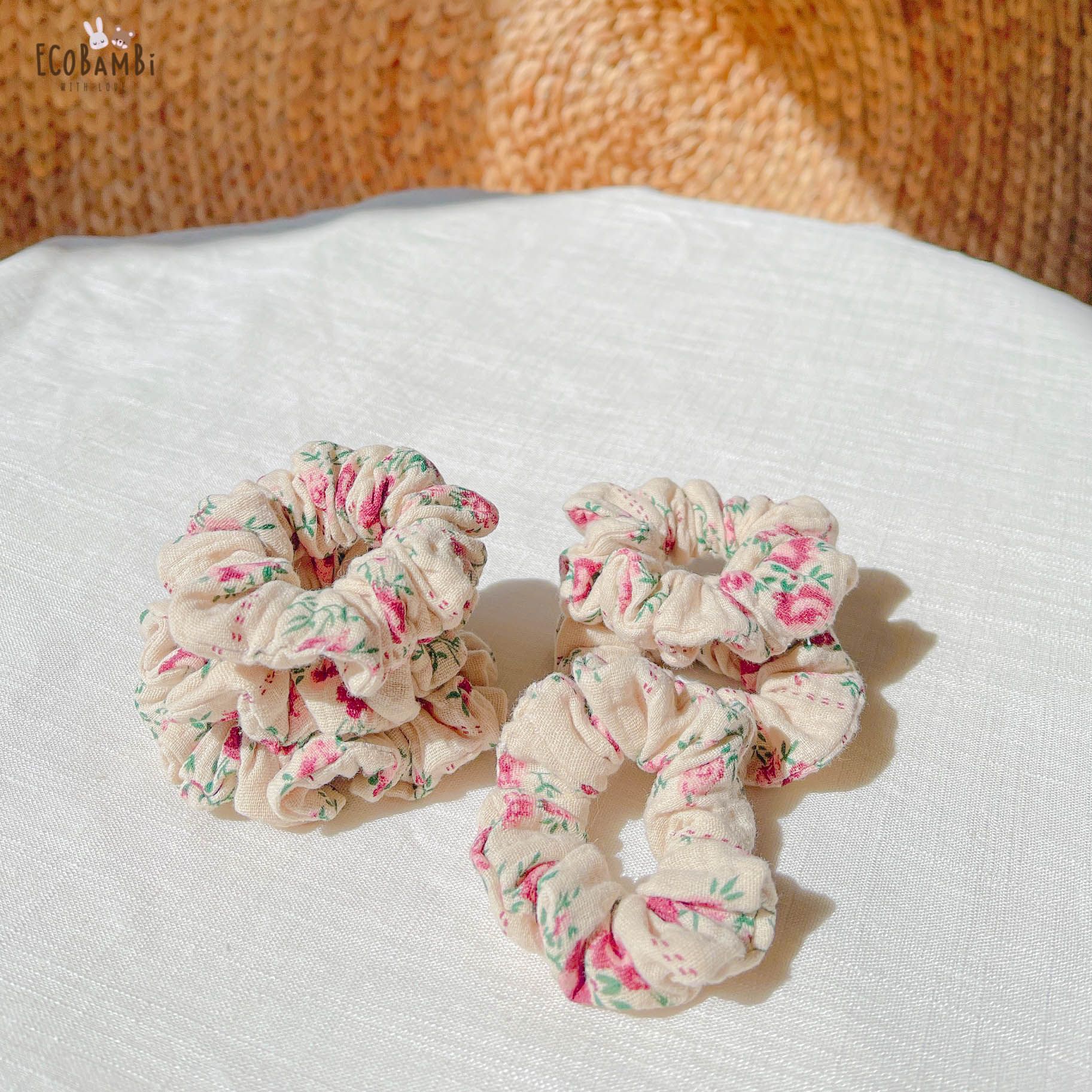 Scrunchies cotton in hoạ tiết - bản nhỏ