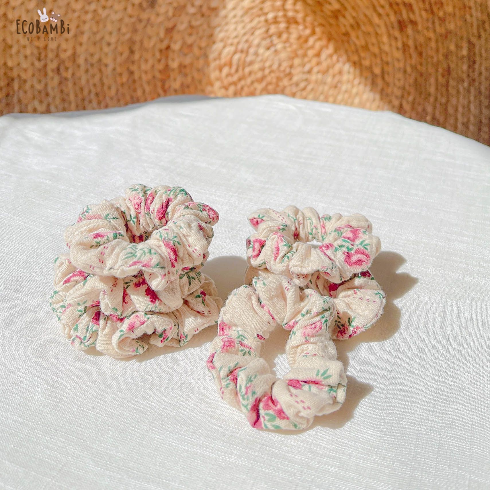 Scrunchies cotton in hoạ tiết - bản nhỏ