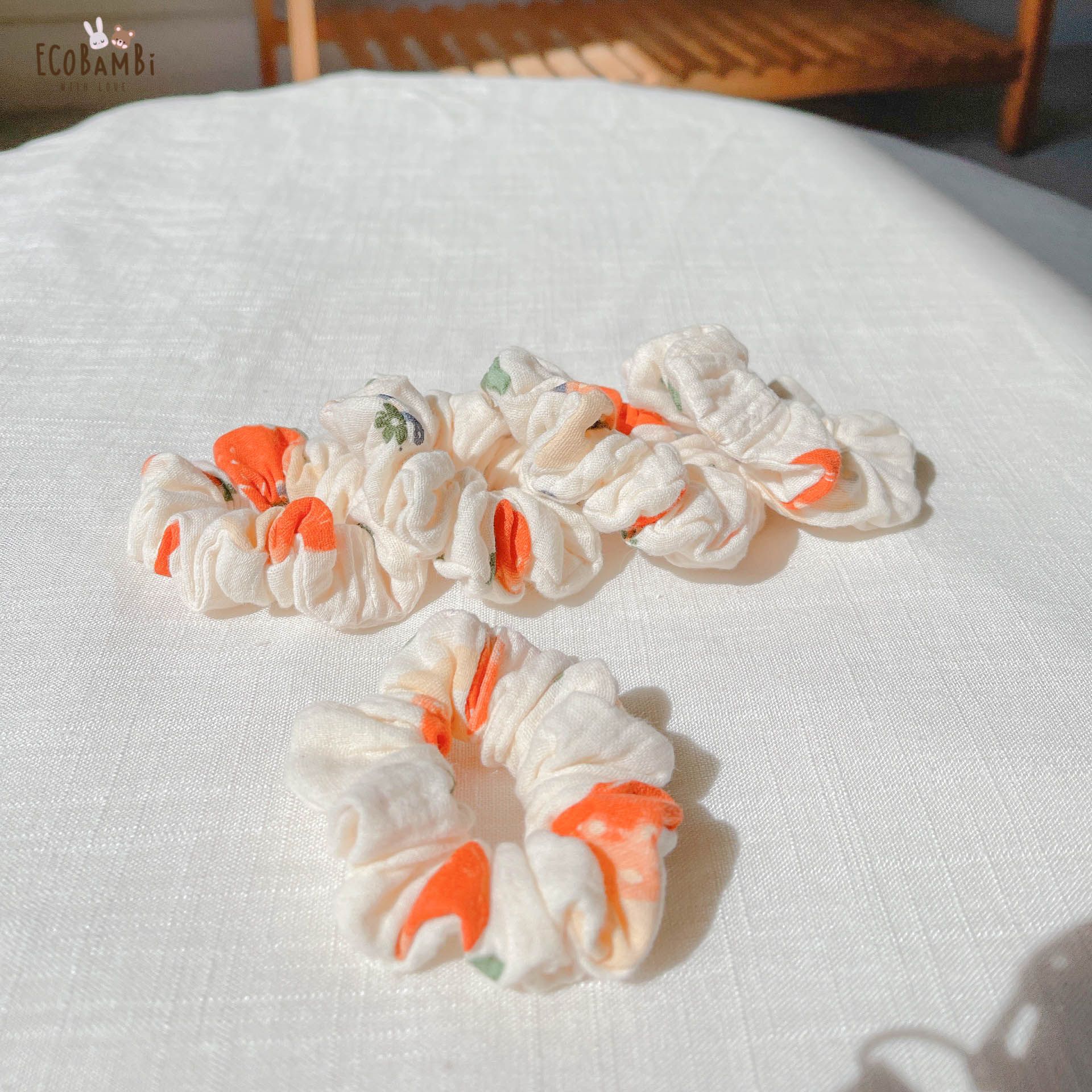 Scrunchies cotton in hoạ tiết - bản nhỏ