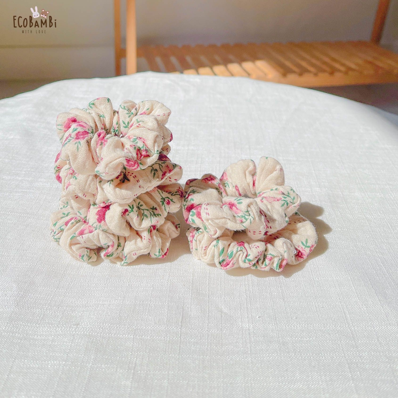 Scrunchies cotton in hoạ tiết - bản nhỏ
