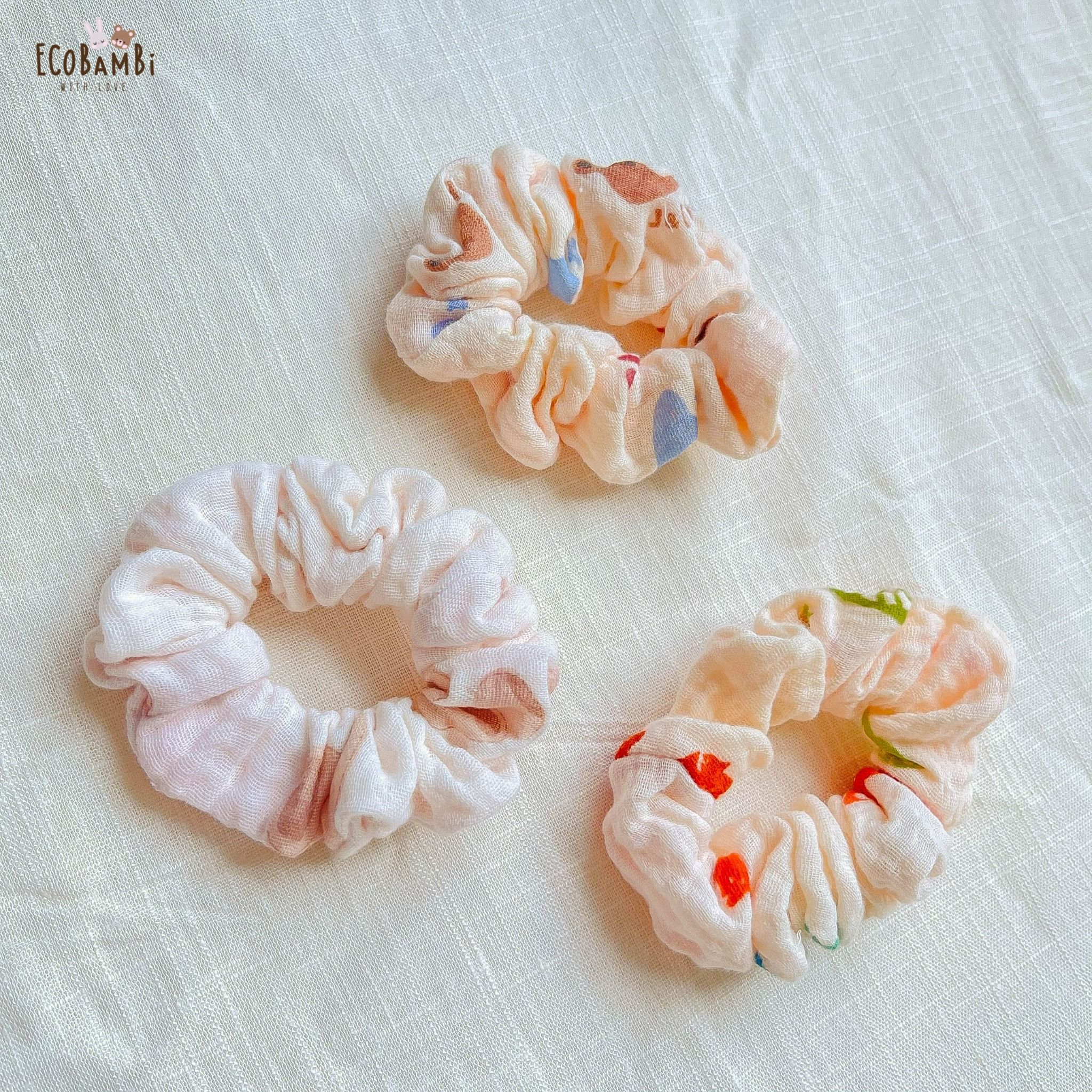 Scrunchies cotton in hoạ tiết - bản nhỏ