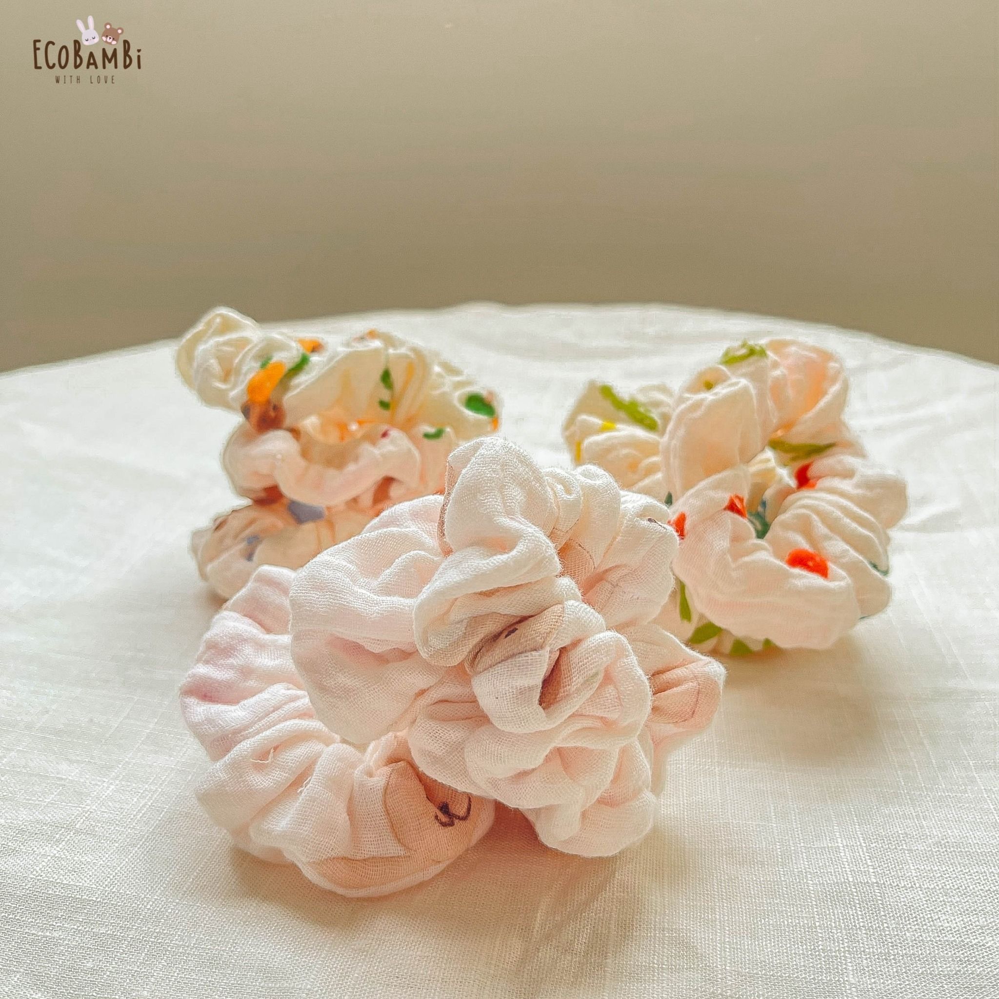 Scrunchies cotton in hoạ tiết - bản nhỏ