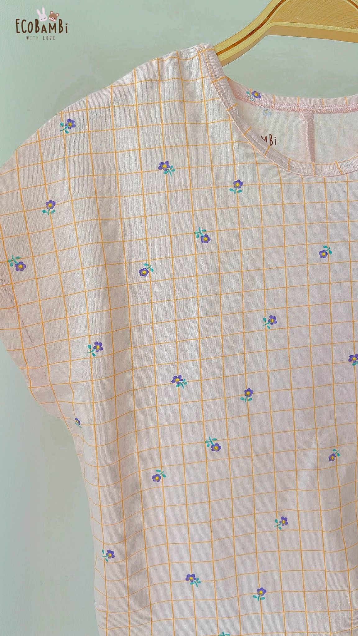 Bộ thun cotton TAY CÁNH DƠI - xẻ tà, quần short phong cách Hàn Quốc in hoa nhí dễ thương cho bé gái ECOBAMBI - BB-23BOBG003