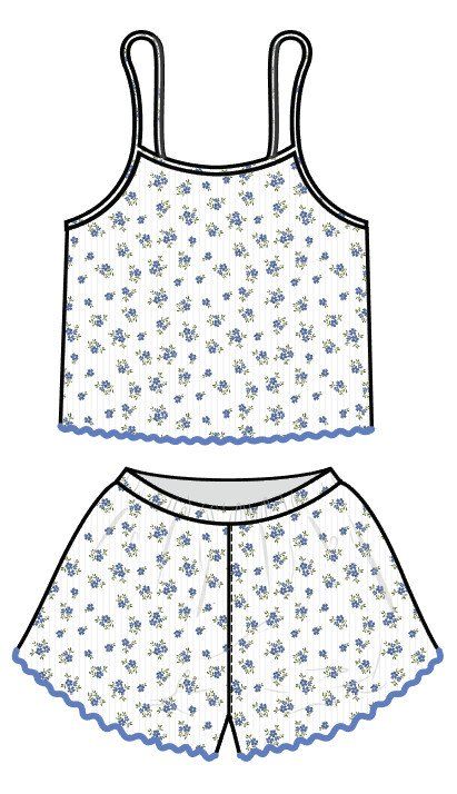 Bộ 2 dây cho nữ mặc nhà cao cấp in hoa nhí dễ thương, chất vải thun rib cotton co giãn và đàn hồi tốt Innies - IN-23BONU004