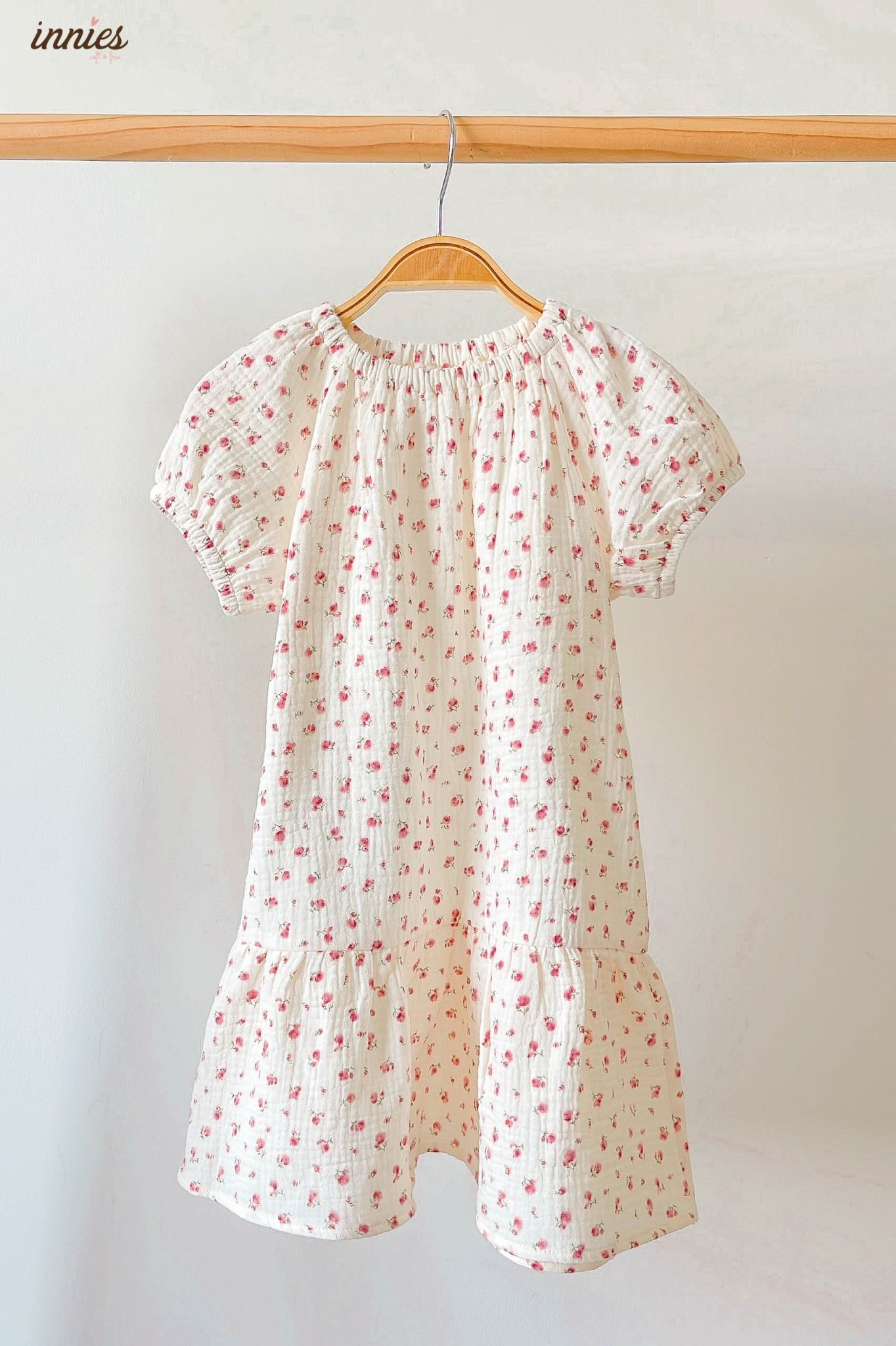 Đầm cotton muslin hoa cỏ mùa xuân dáng tay phồng - BB-23DAMBG002 - 8935334000148