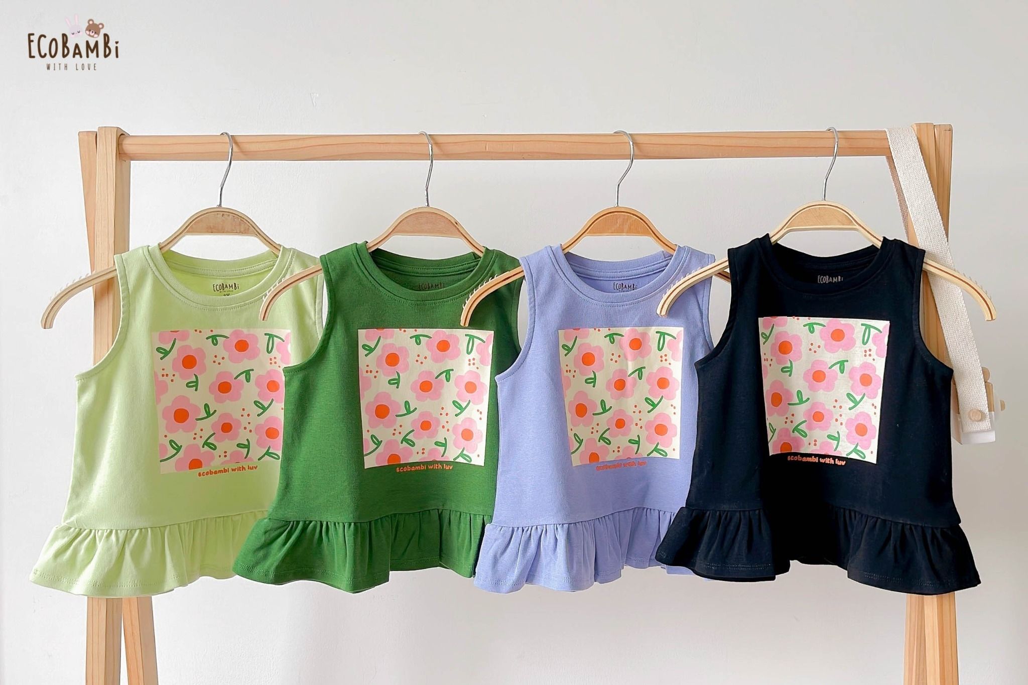 Áo thun croptop sát nách - bèo lai bé gái ECOBAMBI - BB-23AOBG008 - 8935334000995