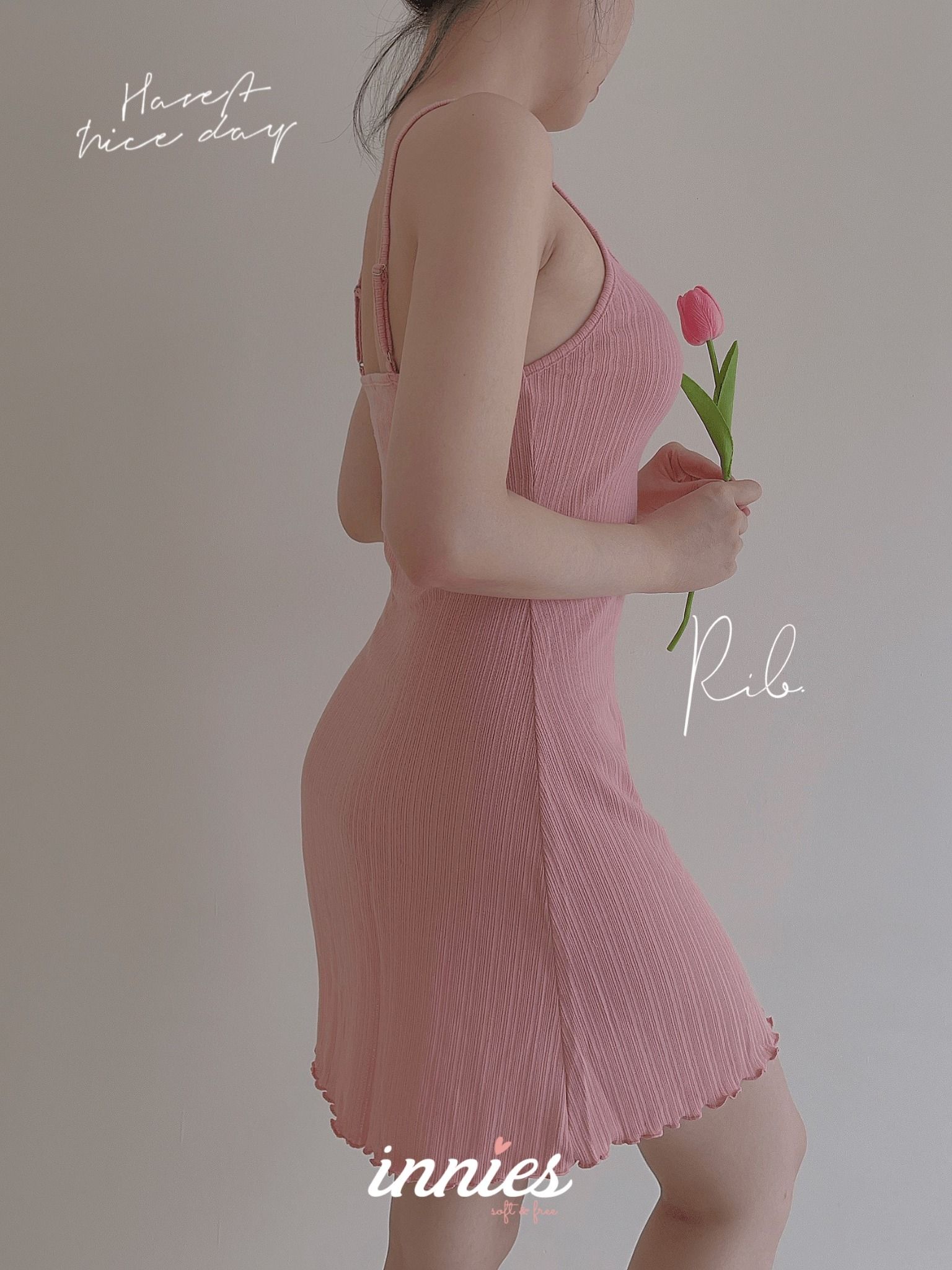 Đầm nữ 2 dây nhún ngực chất vải thun gân cotton co giãn và đàn hồi tốt - Innies - IN-23DAMNU005 - 8935334000773