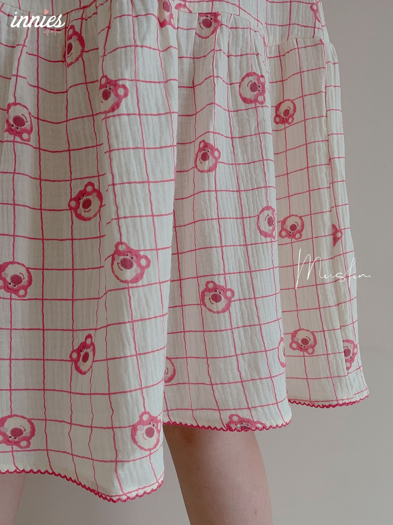 Đầm nữ 2 dây cánh tiên cotton muslin, dáng xoè in hoạ tiết đáng yêu mặc nhà cho nữ Innies - IN-23DAMNU012 - 8935334001152
