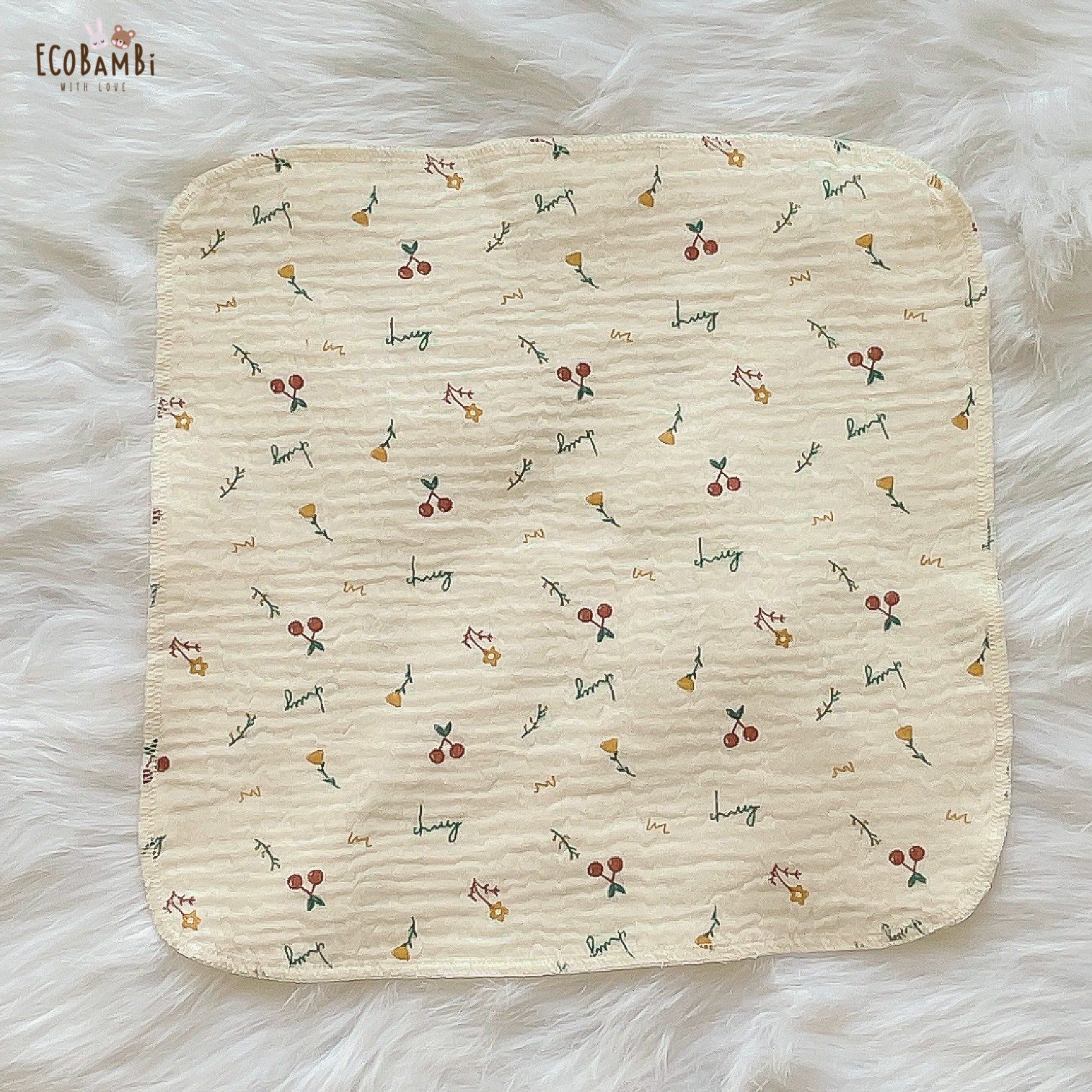 Khăn sữa, khăn xô muslin cho bé in hoạ tiết hoa dễ thương Ecobambi