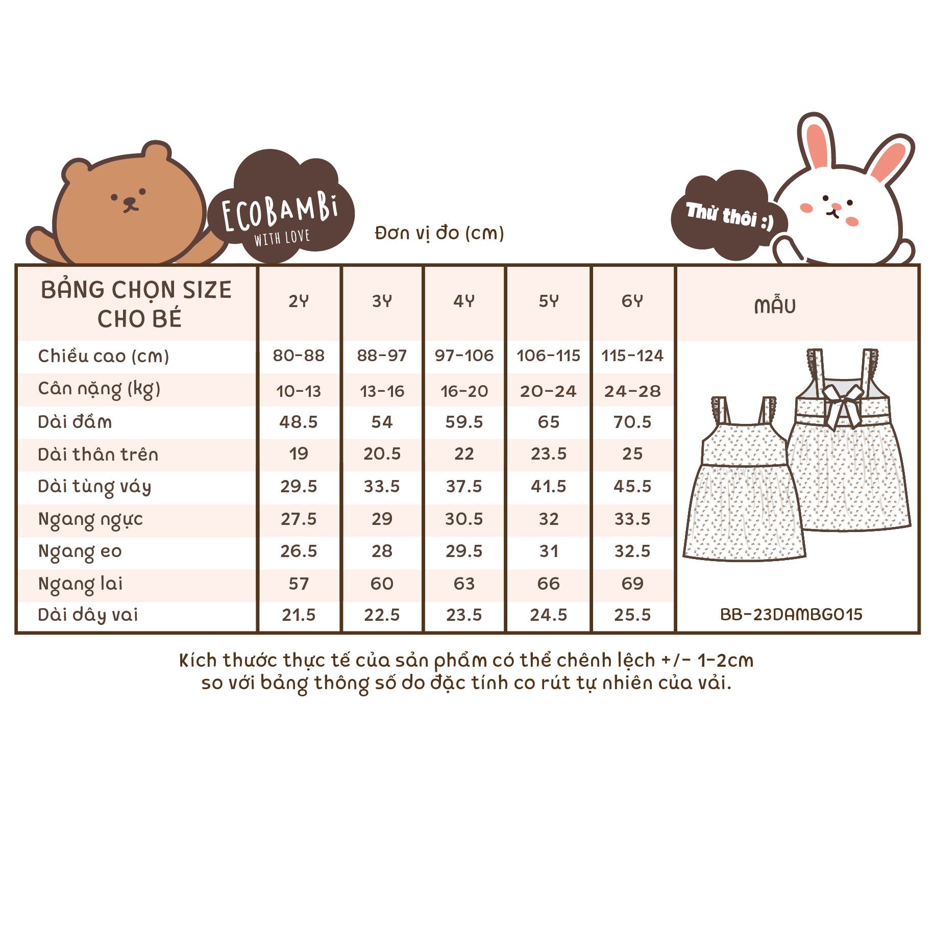 Đầm cotton thêu dáng babydoll phối ren bé gái ECOBAMBI - BB-23DAMBG015 - 8935334000681