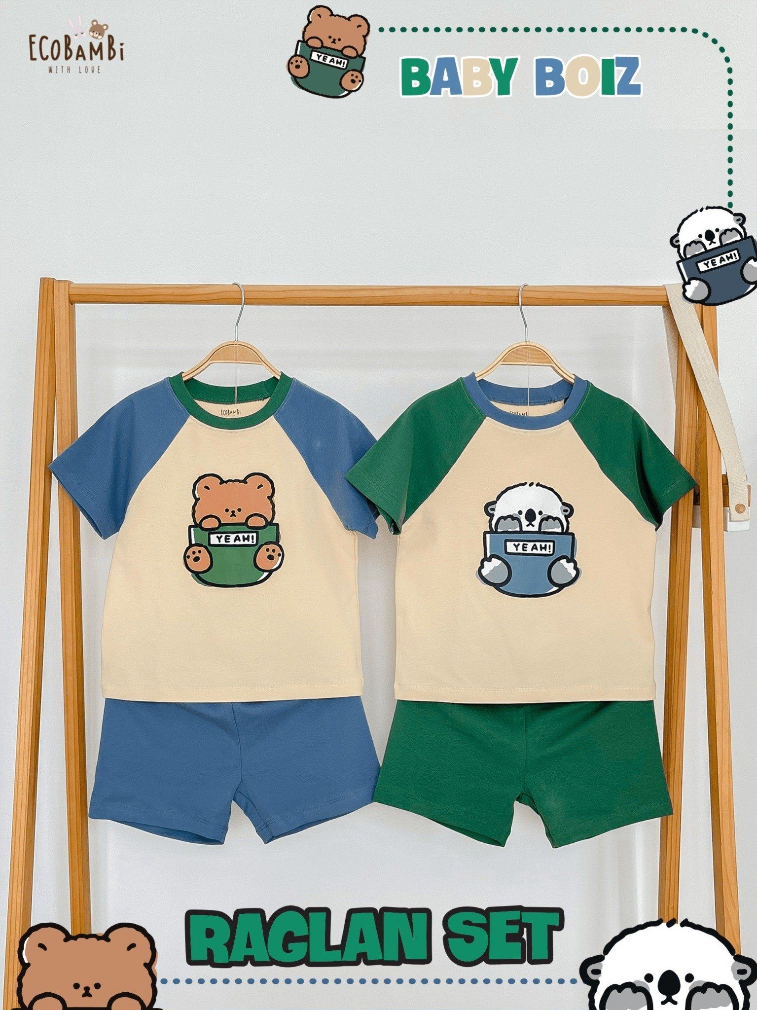 Bộ thun raglan tay ngắn phối màu bé trai ECOBAMBI - BB-23BOBT032 - 8935334001404