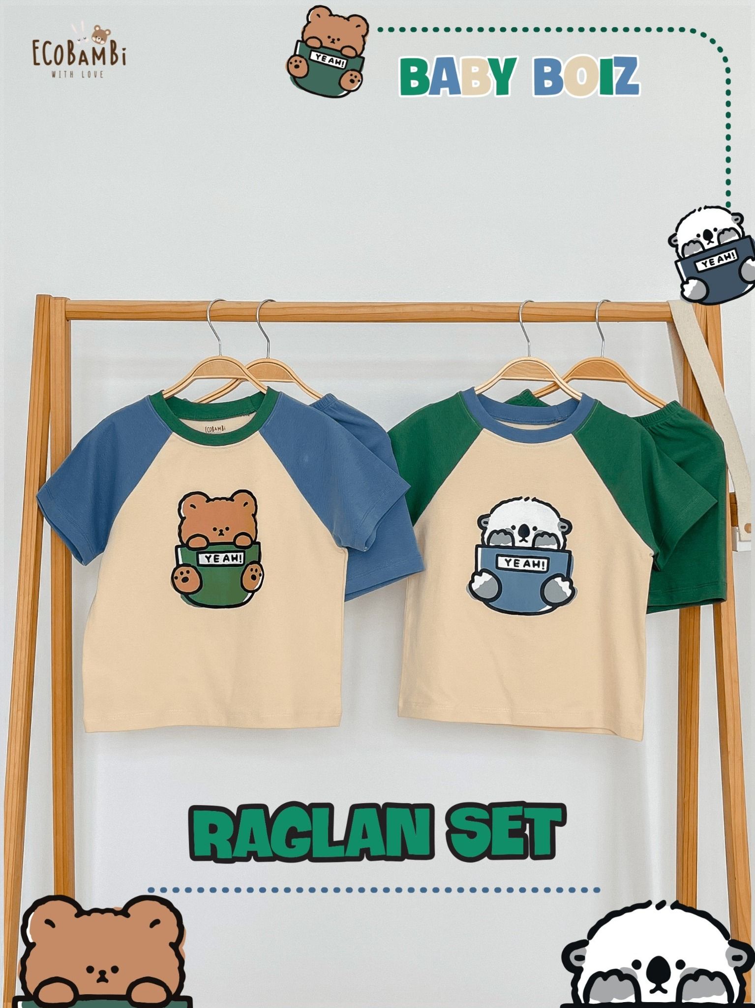Bộ thun raglan tay ngắn phối màu bé trai ECOBAMBI - BB-23BOBT032 - 8935334001404