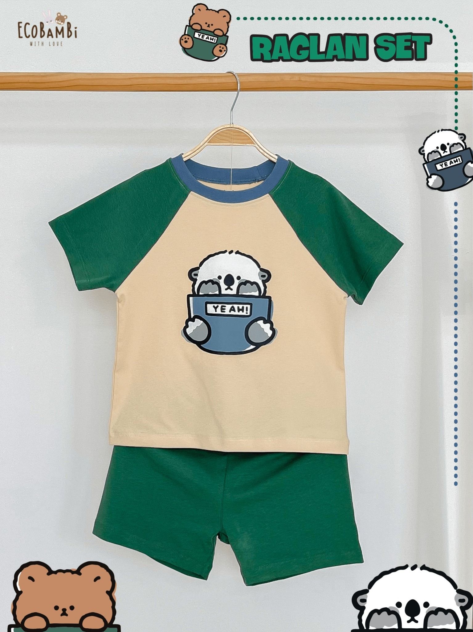 Bộ thun raglan tay ngắn phối màu bé trai ECOBAMBI - BB-23BOBT032 - 8935334001404
