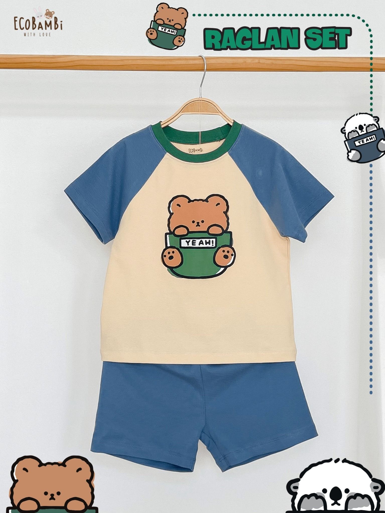 Bộ thun raglan tay ngắn phối màu bé trai ECOBAMBI - BB-23BOBT032 - 8935334001404