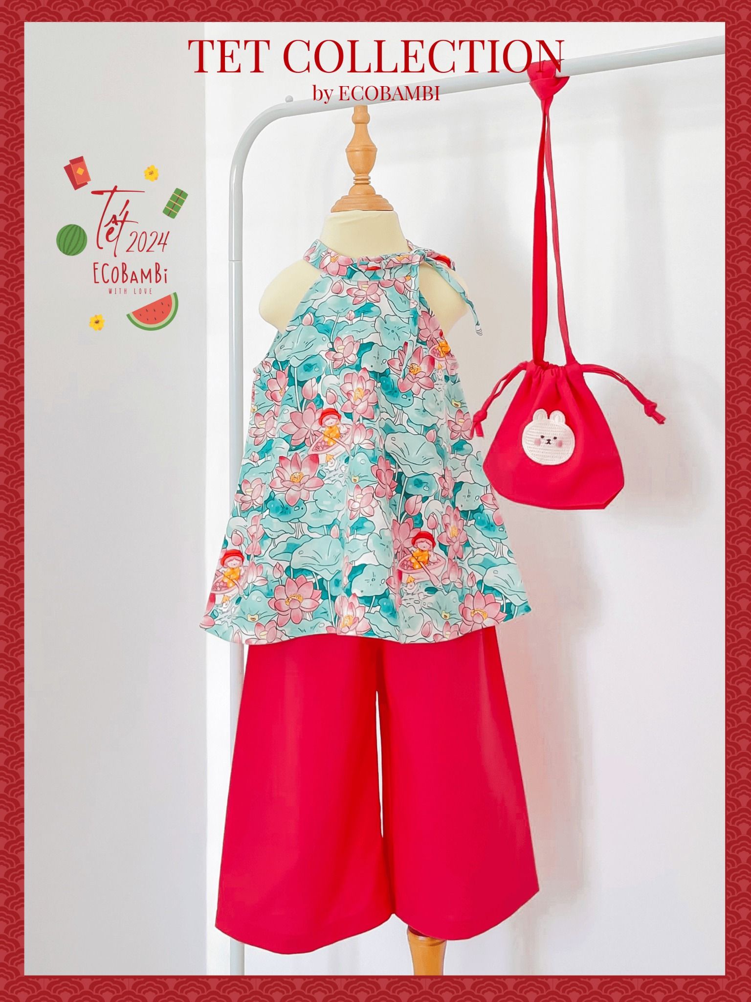 Túi lì xì năm mới, túi tỏi, túi linen dây rút cho bé ECOBAMBI