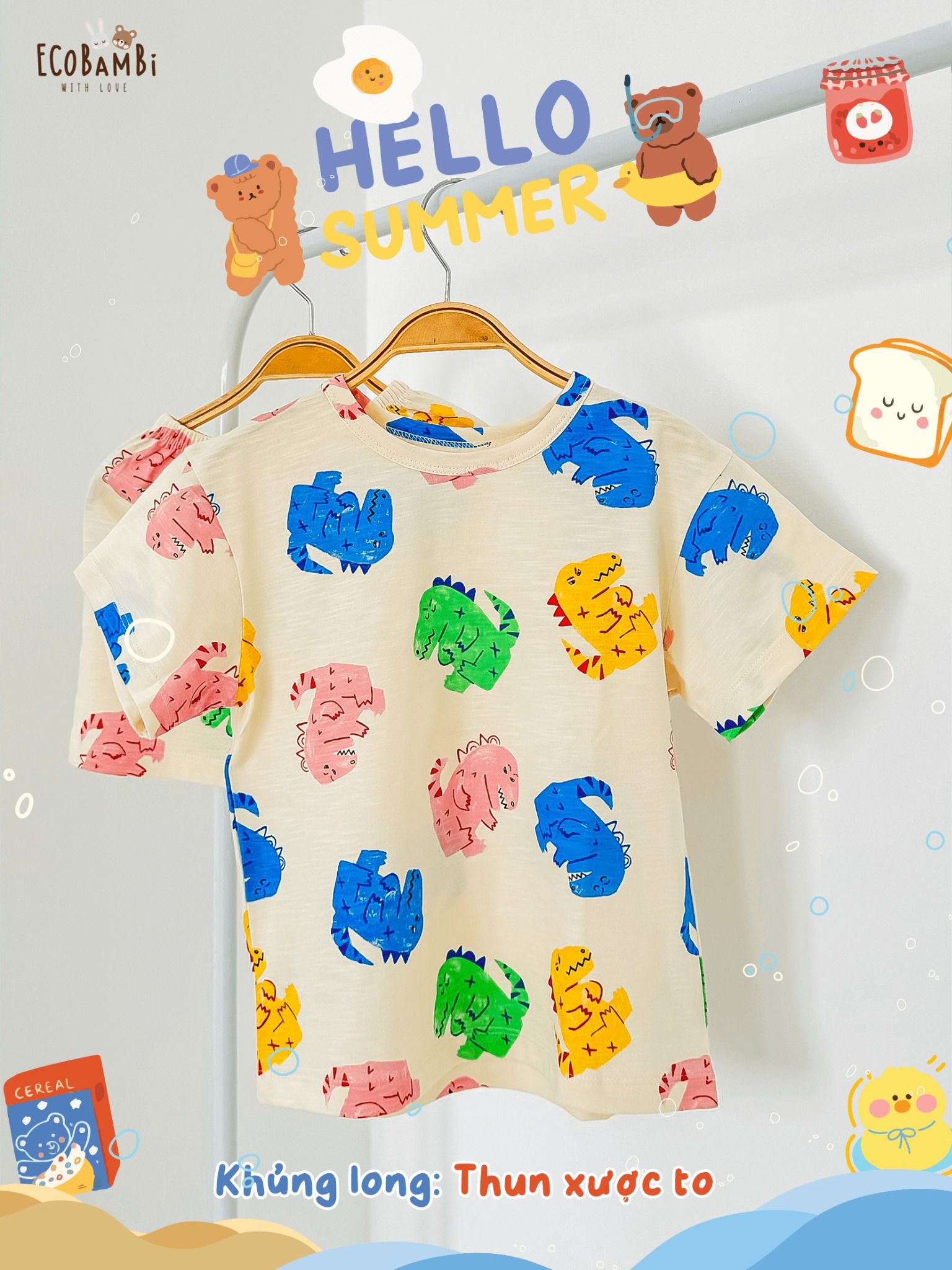 Bộ thun tay ngắn - quần lỡ in họa tiết bé trai ECOBAMBI - BB-24BOBT004 - Restock