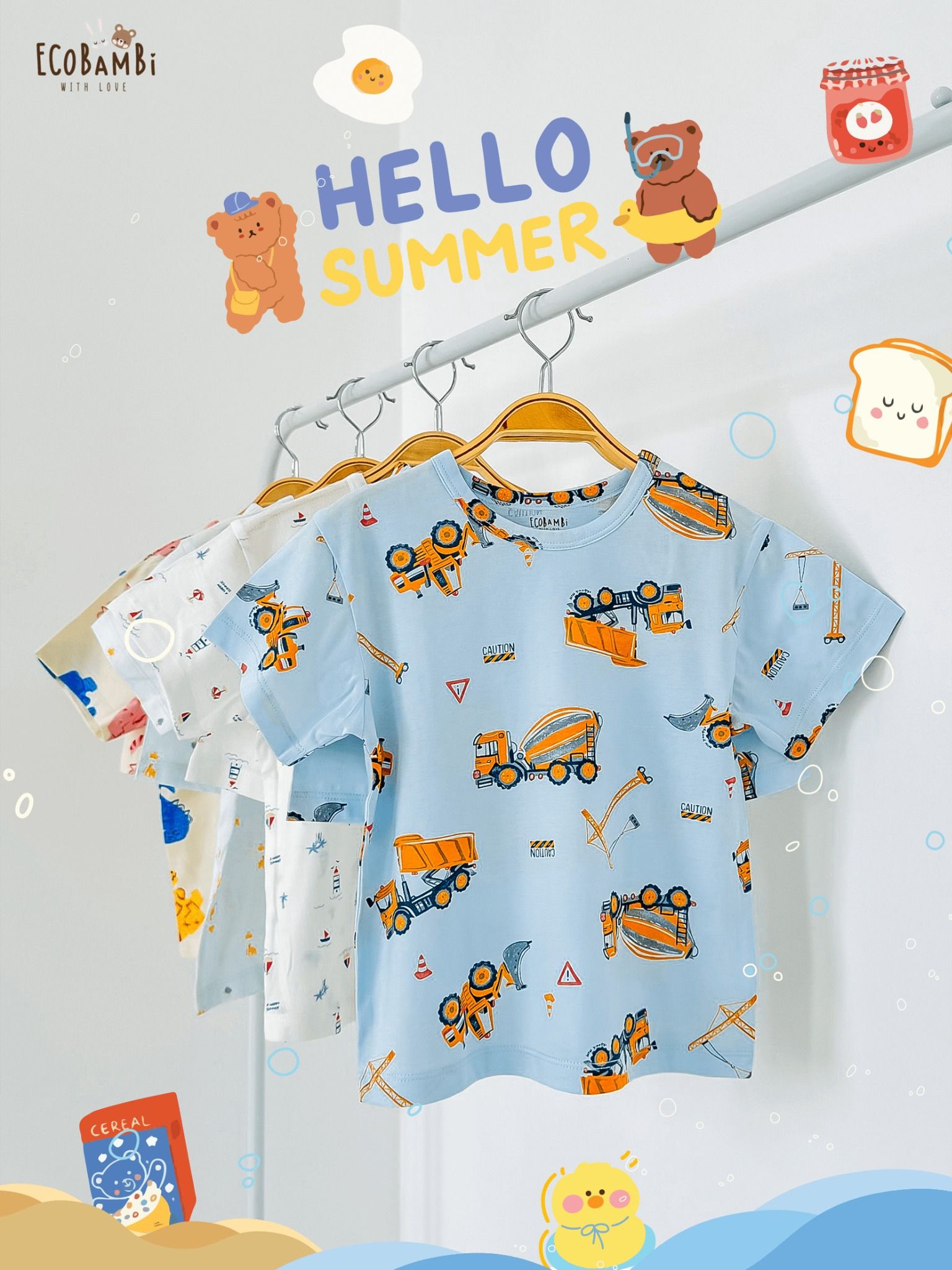 Bộ thun tay ngắn - quần lỡ in họa tiết bé trai ECOBAMBI - BB-24BOBT004 - Restock