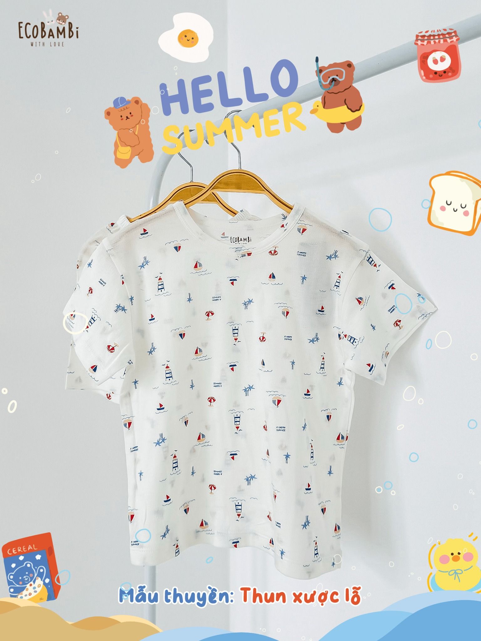 Bộ thun tay ngắn - quần lỡ in họa tiết bé trai ECOBAMBI - BB-24BOBT004 - Restock