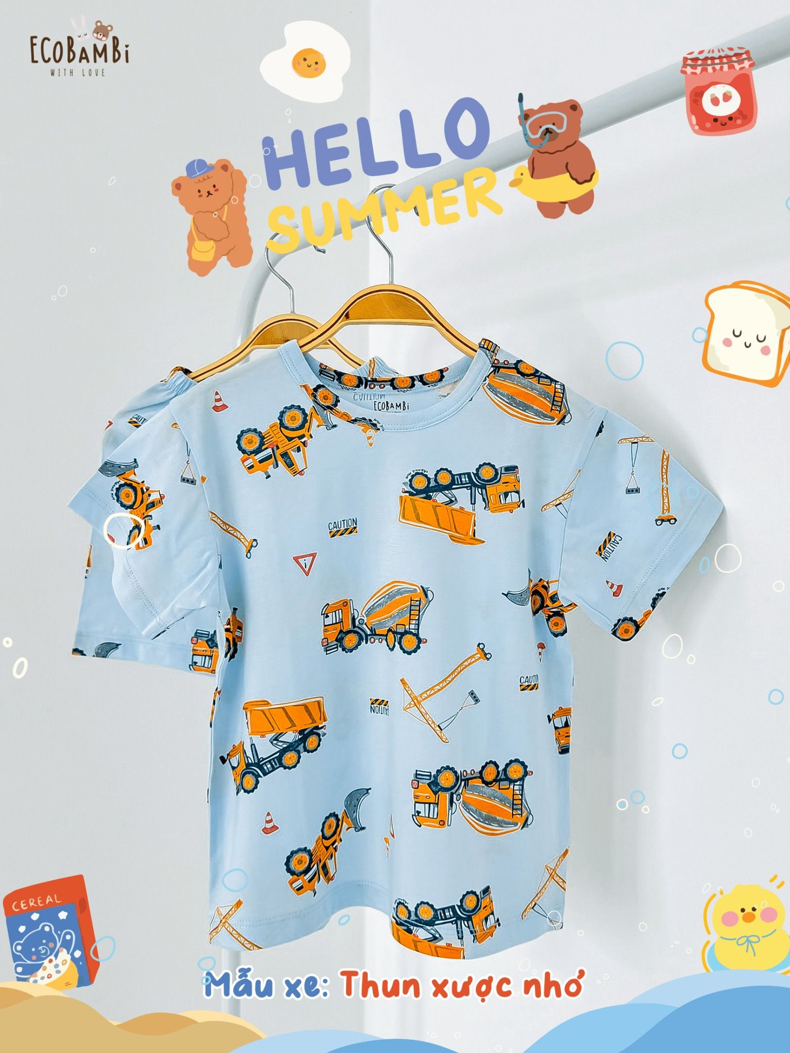 Bộ thun tay ngắn - quần lỡ in họa tiết bé trai ECOBAMBI - BB-24BOBT004 - Restock