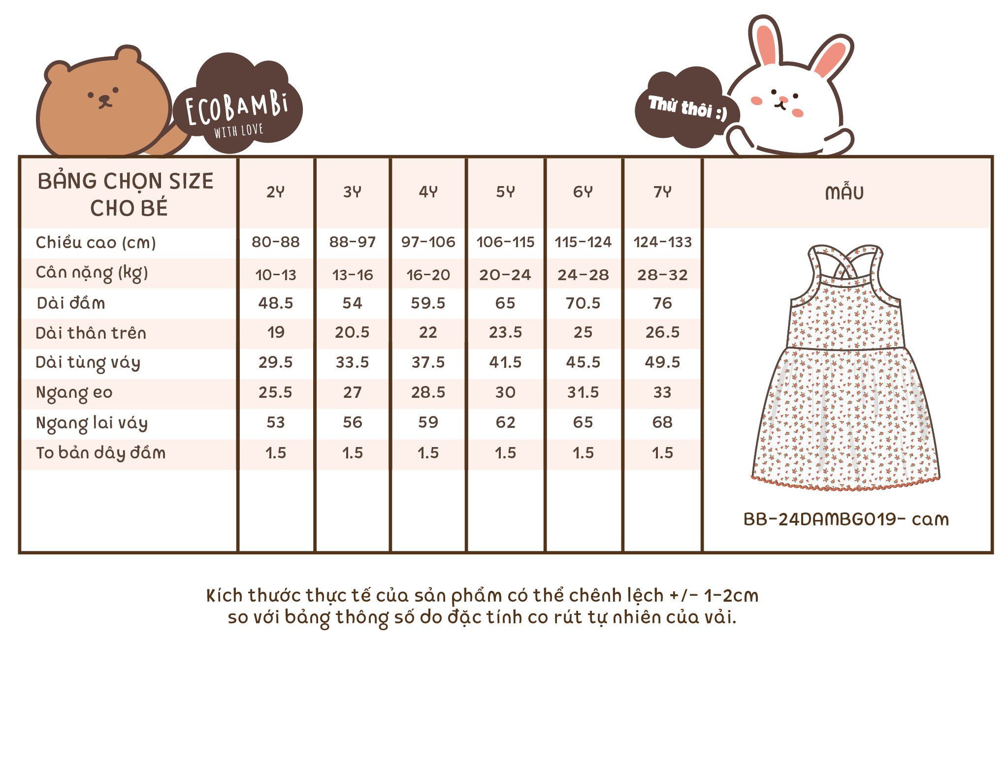 Đầm 2 dây thun pointelle bé gái ECOBAMBI - BB-24DAMBG019 - 8935334001640