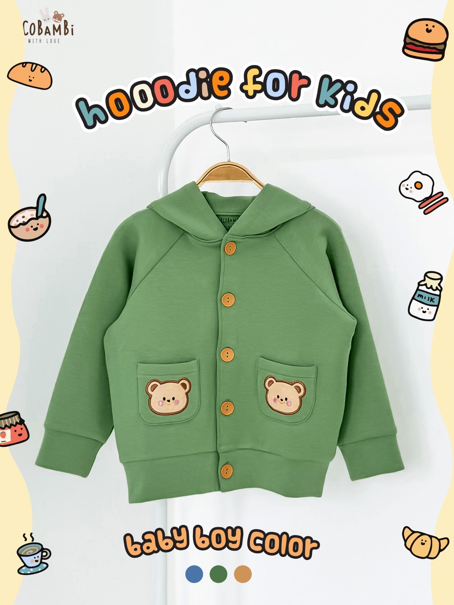Áo khoác Unisex có nón chất vải thun dày dặn cho bé yêu BB-23AK011 - ECOBAMBI - 8935334001060