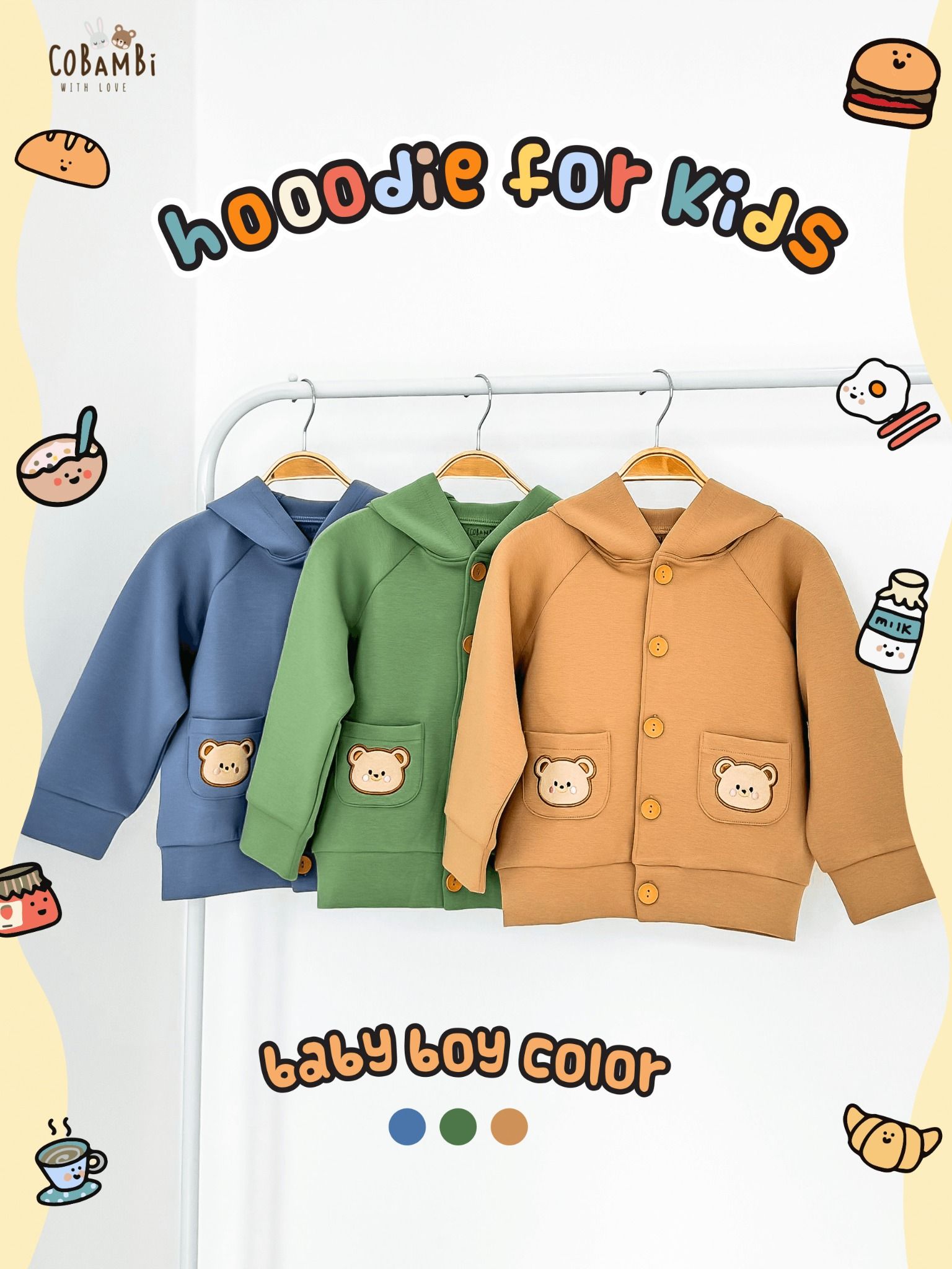 Áo khoác Unisex có nón chất vải thun dày dặn cho bé yêu BB-23AK011 - ECOBAMBI - 8935334001060