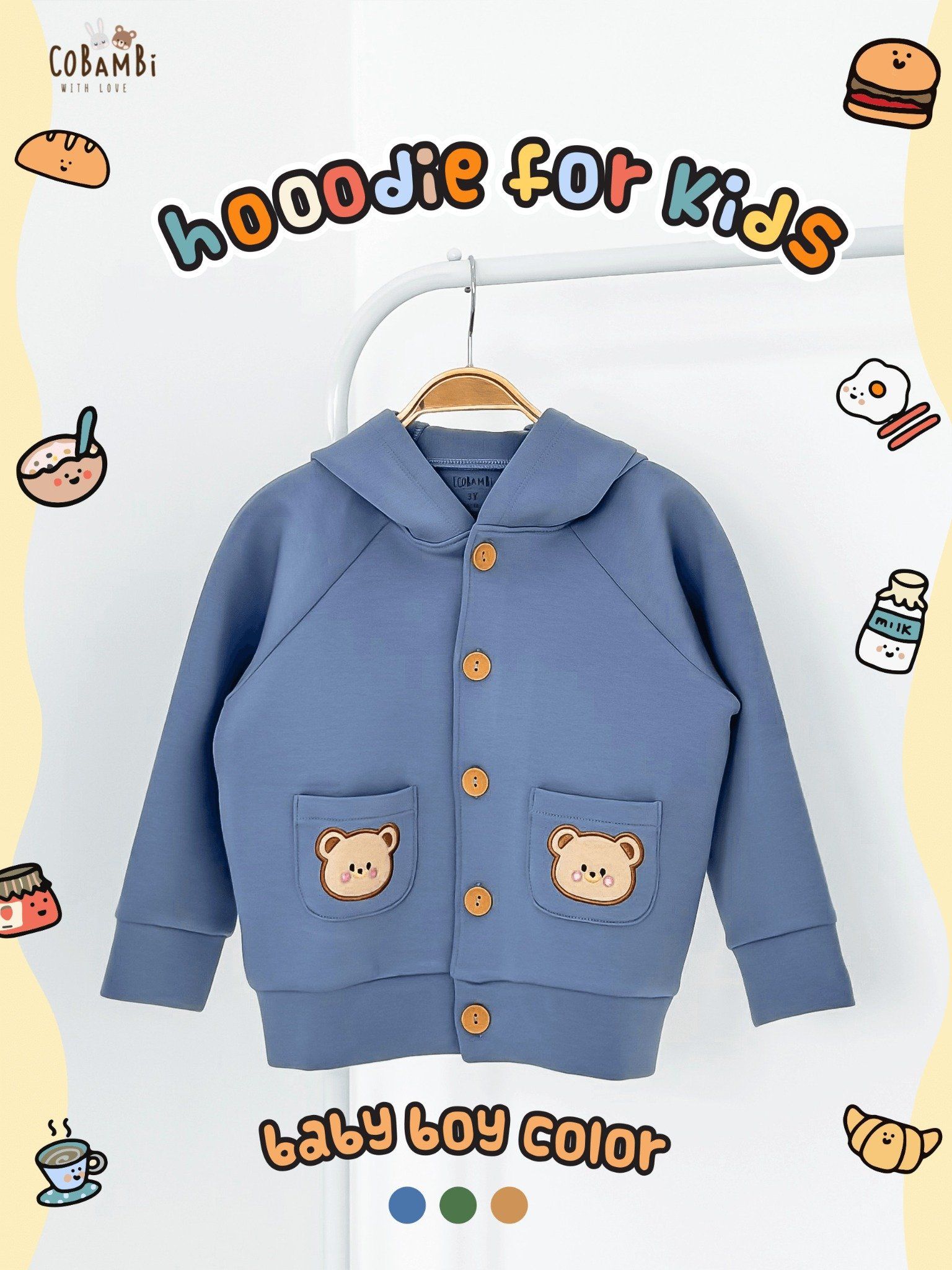 Áo khoác Unisex có nón chất vải thun dày dặn cho bé yêu BB-23AK011 - ECOBAMBI - 8935334001060